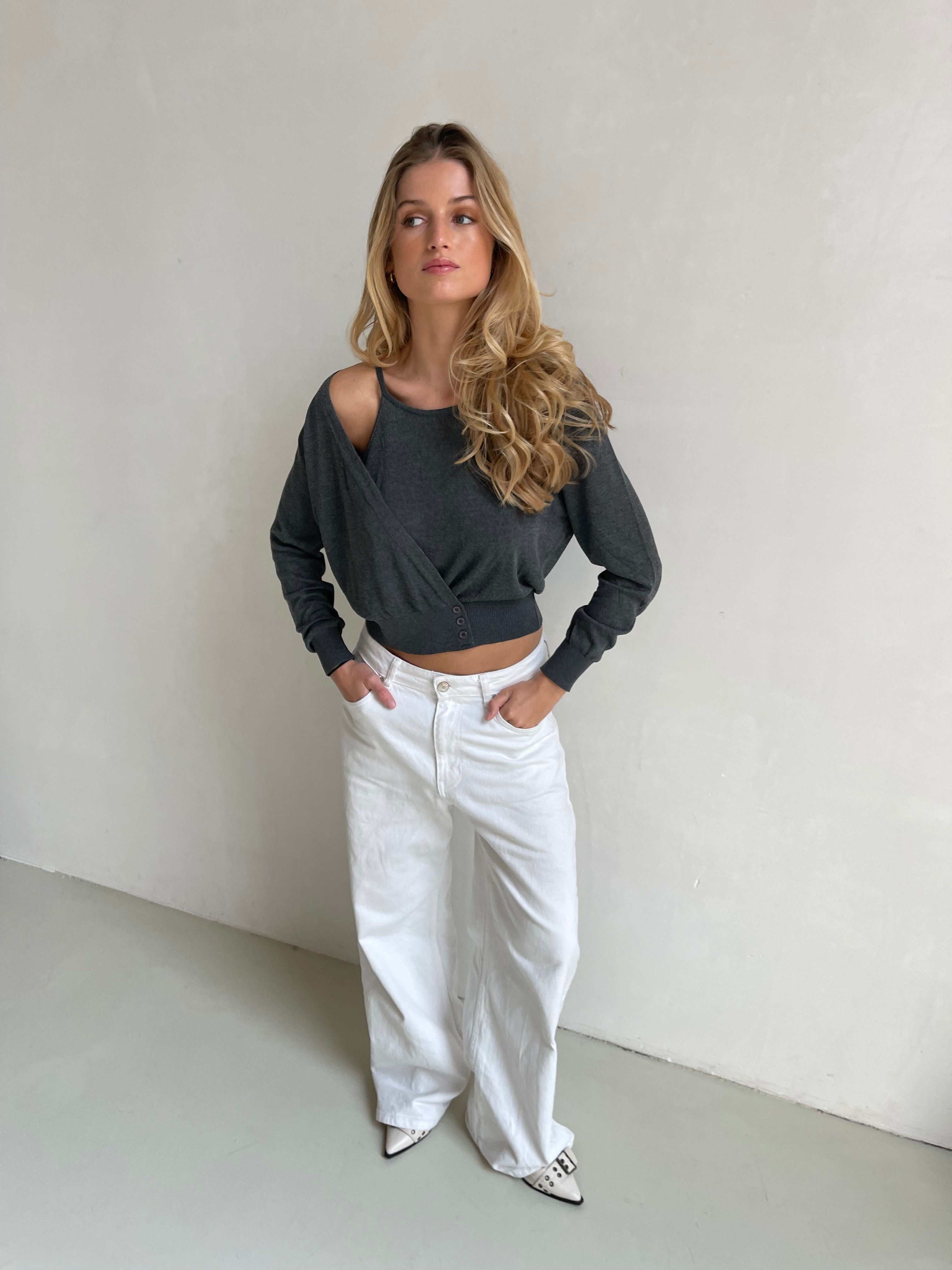 Beau | Cutout Draped Knit Grey