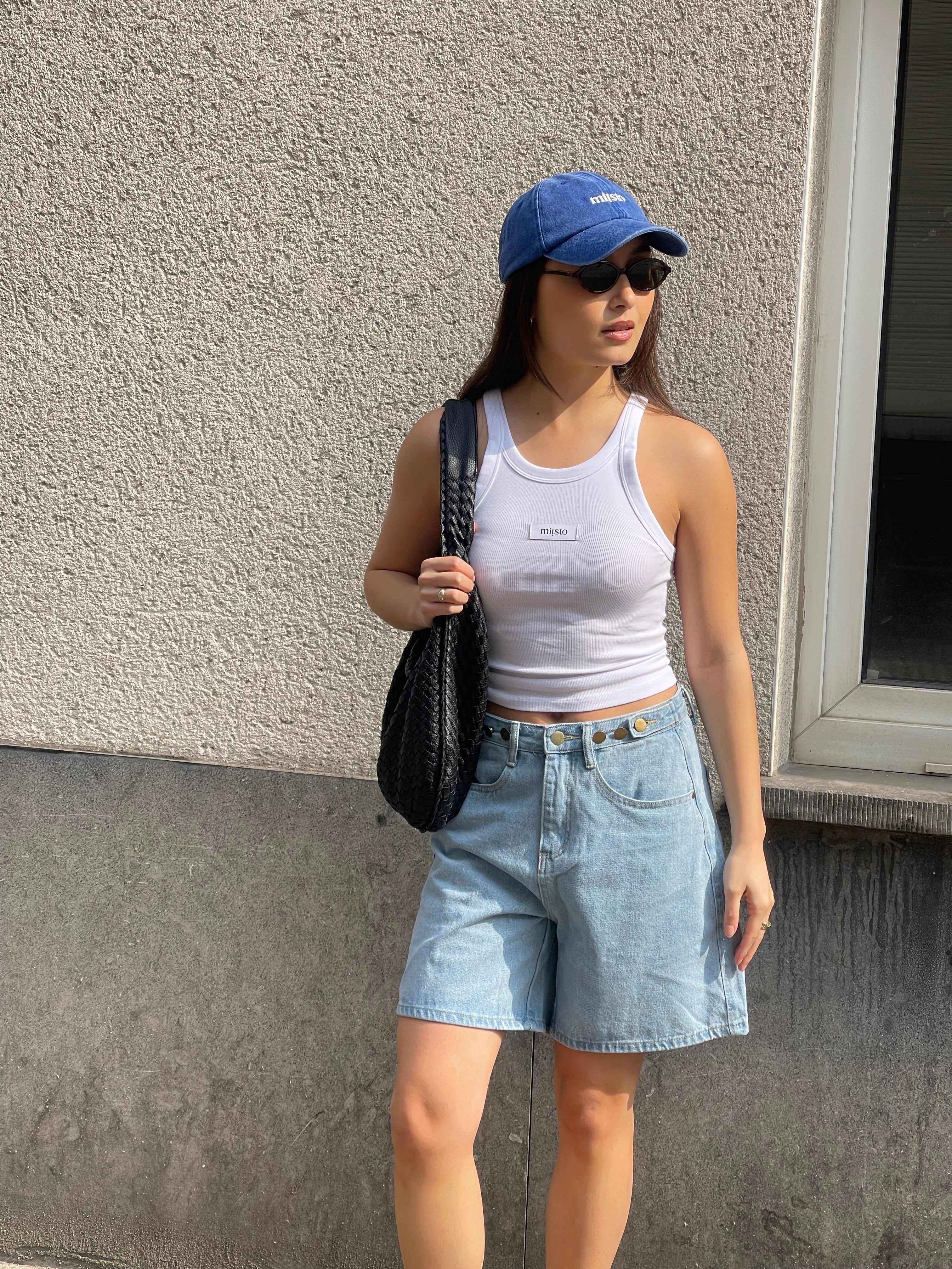 Pearl | Buttoned Bermuda Denim Shorts