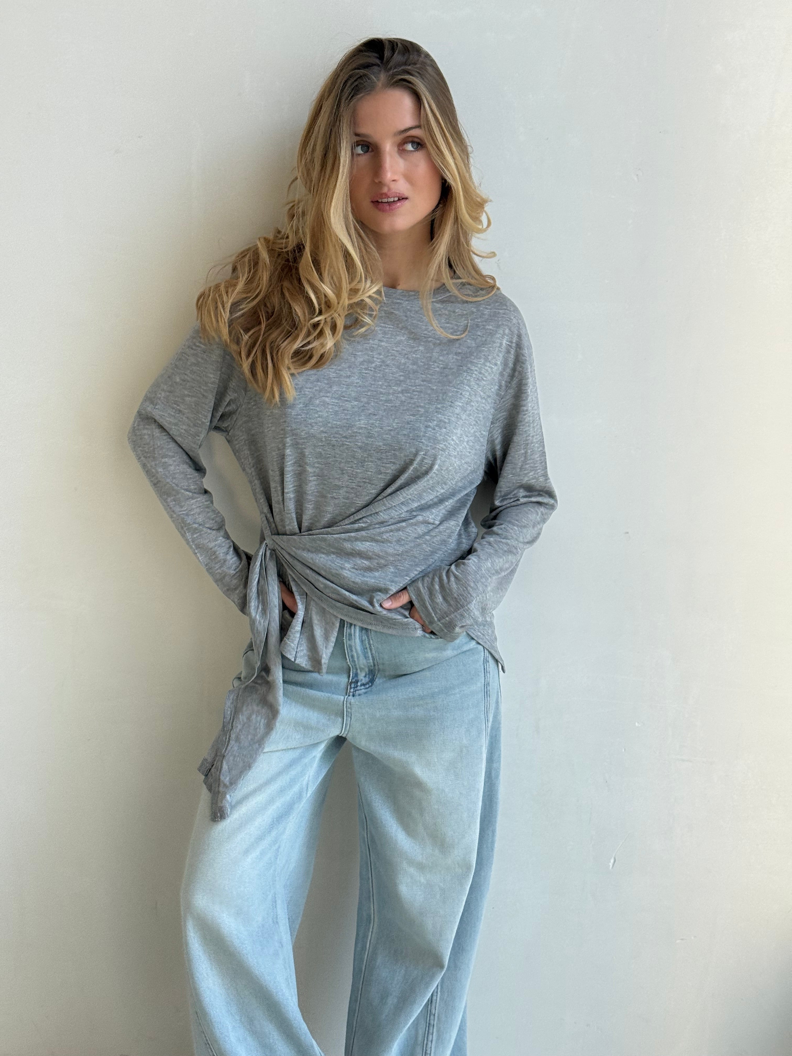 Axel | Side Tied Shirt Grey