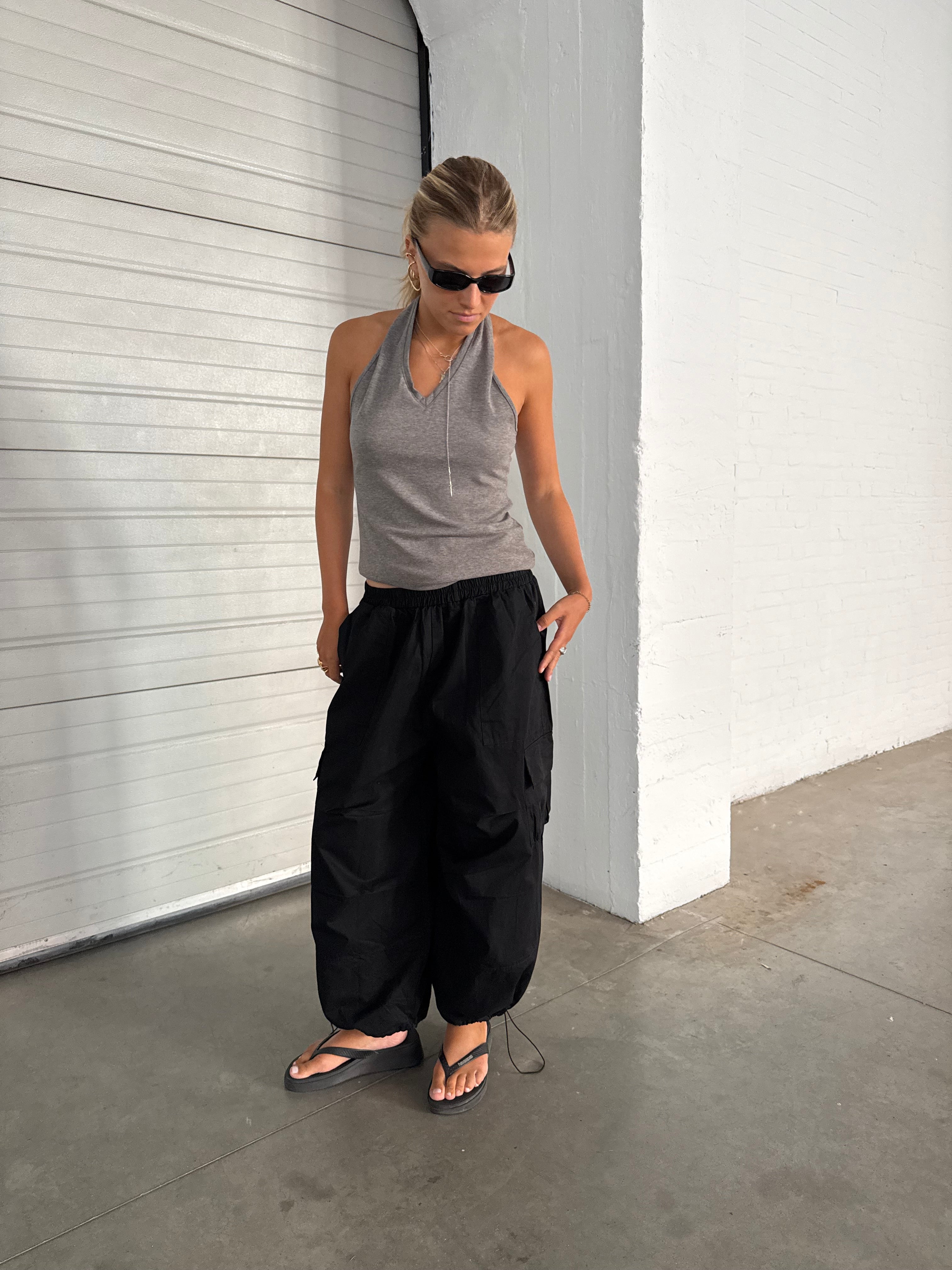 Porter | Balloon Track Cargo Pants - Black