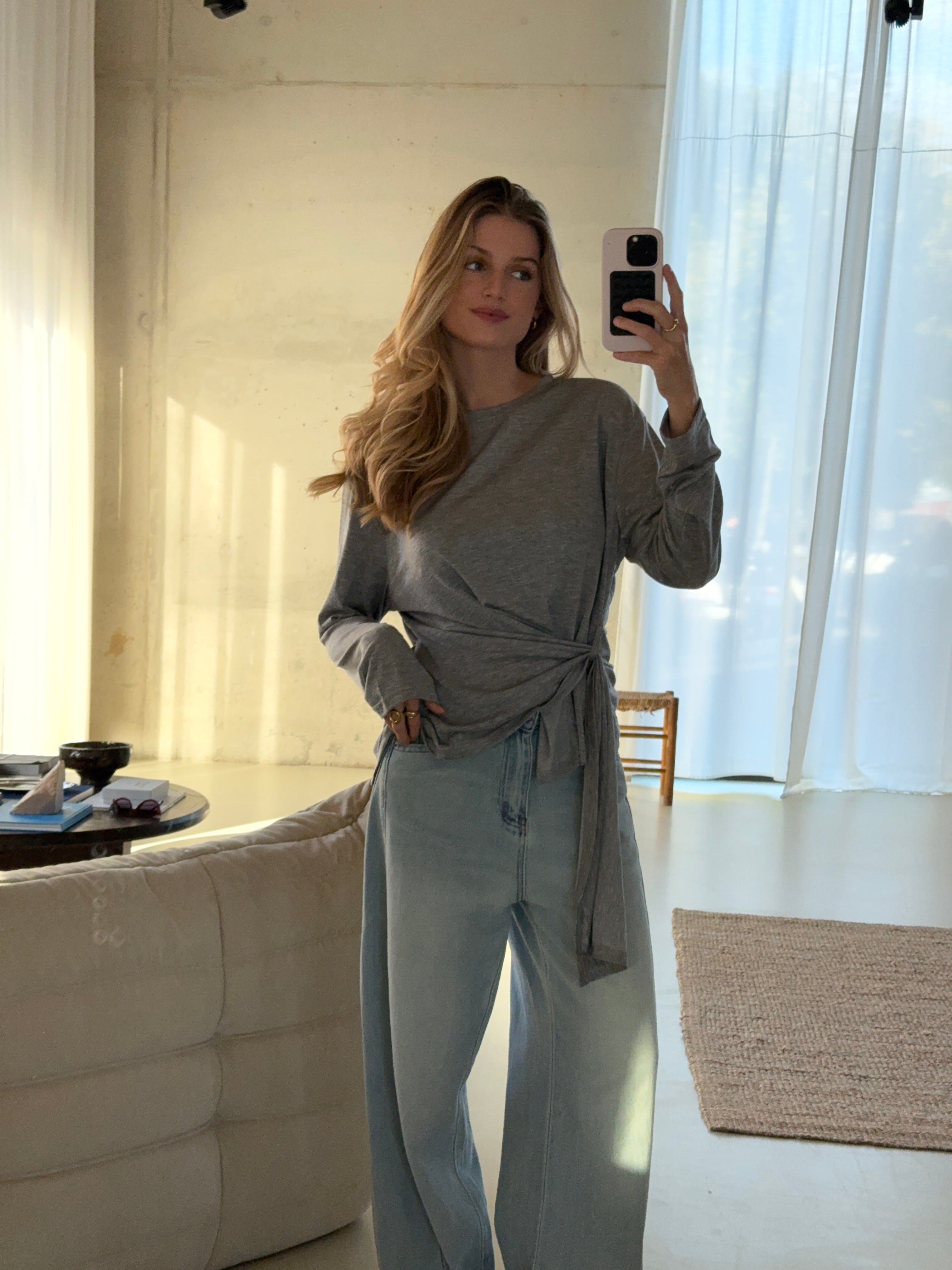 Axel | Side Tied Shirt Grey