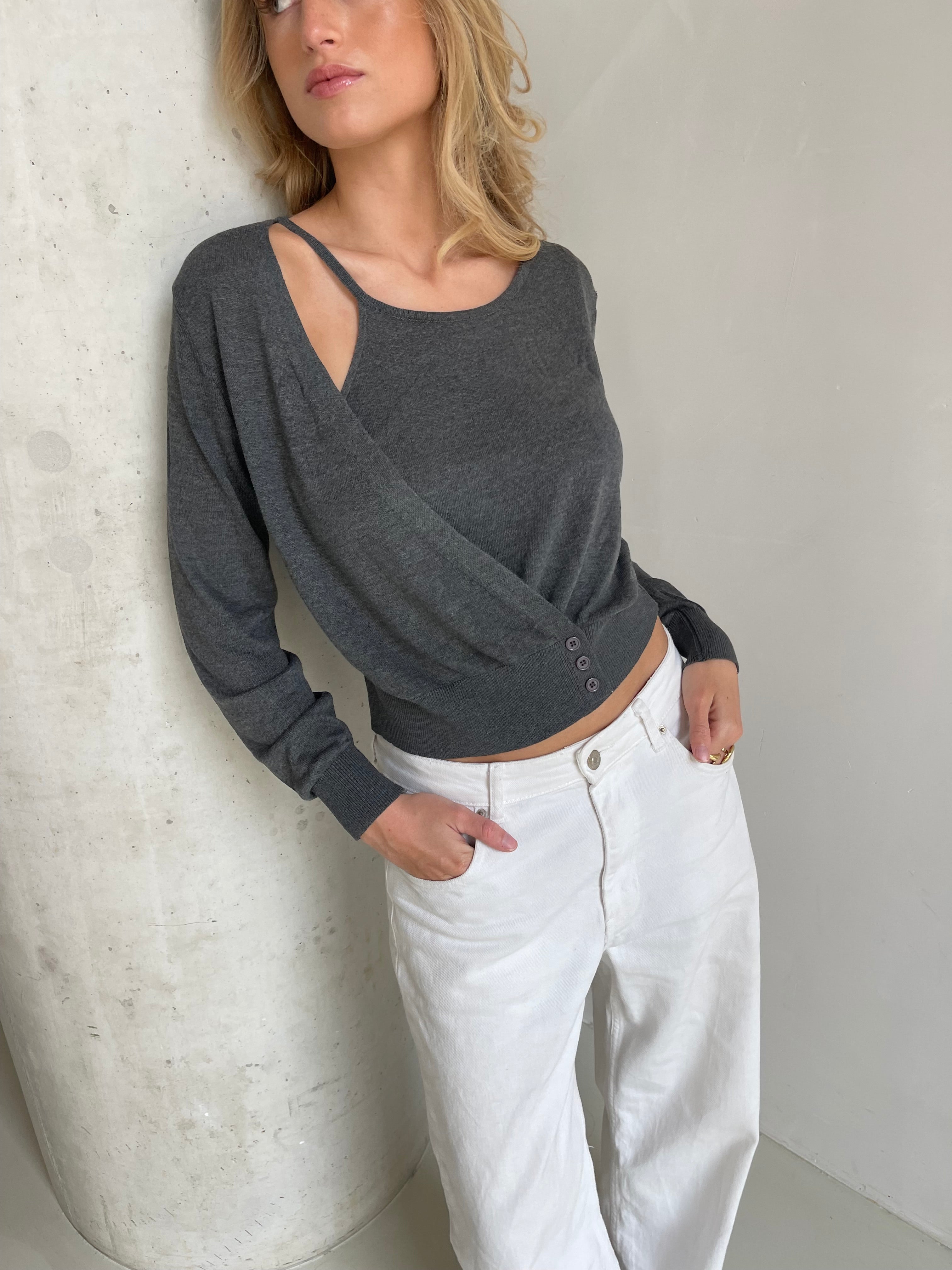 Beau | Cutout Draped Knit Grey