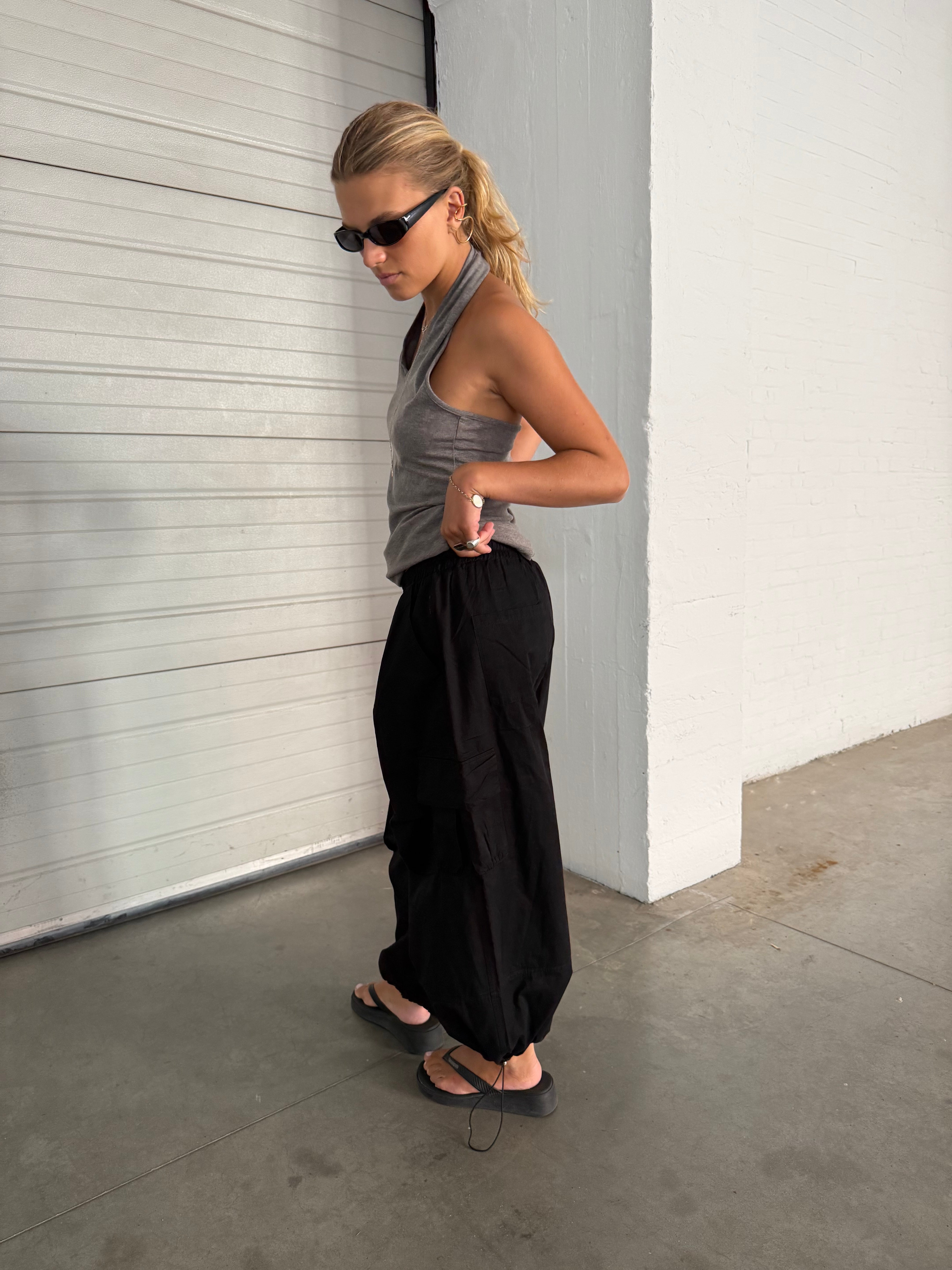 Porter | Balloon Track Cargo Pants - Black