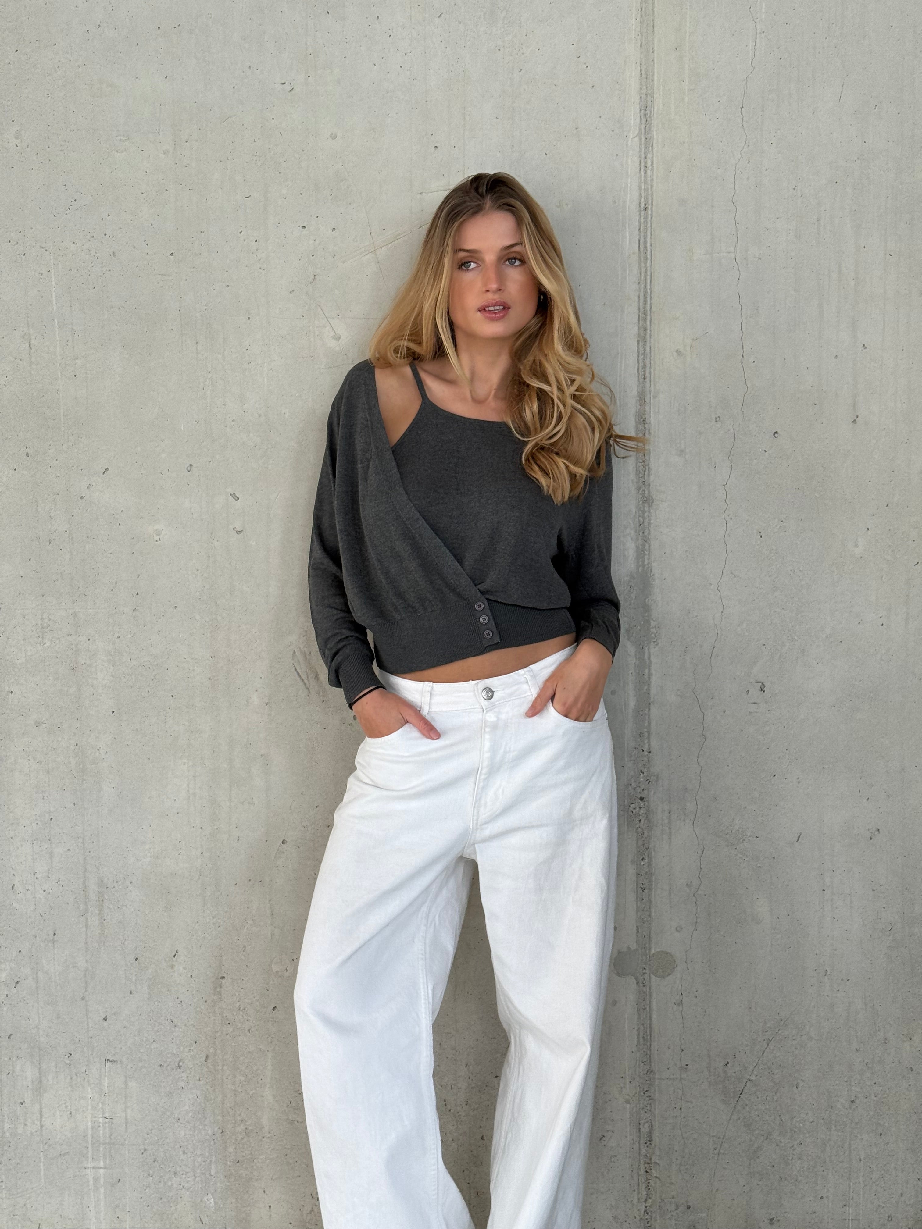 Beau | Cutout Draped Knit Grey