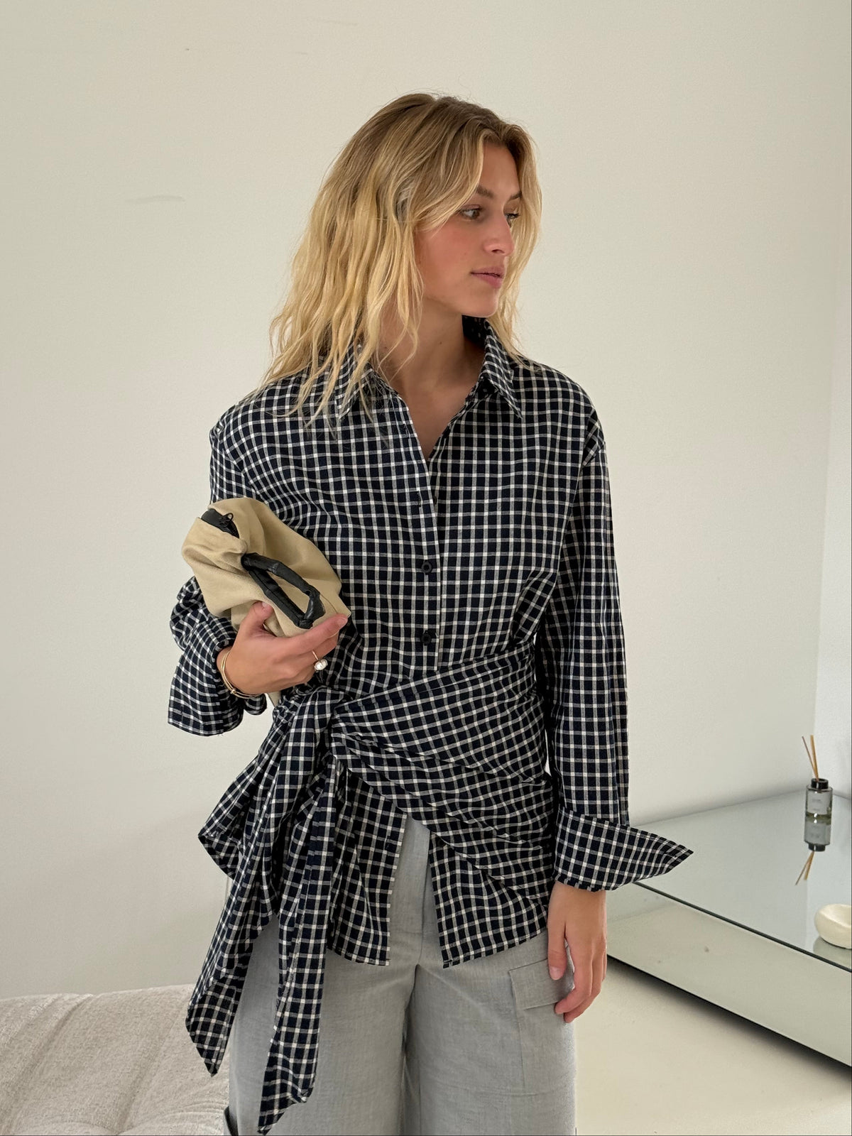 Archer | Checked shirt with scarf - Navy