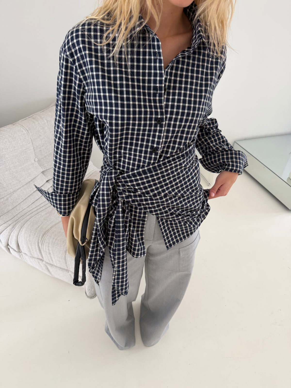 Archer | Checked shirt with scarf - Navy