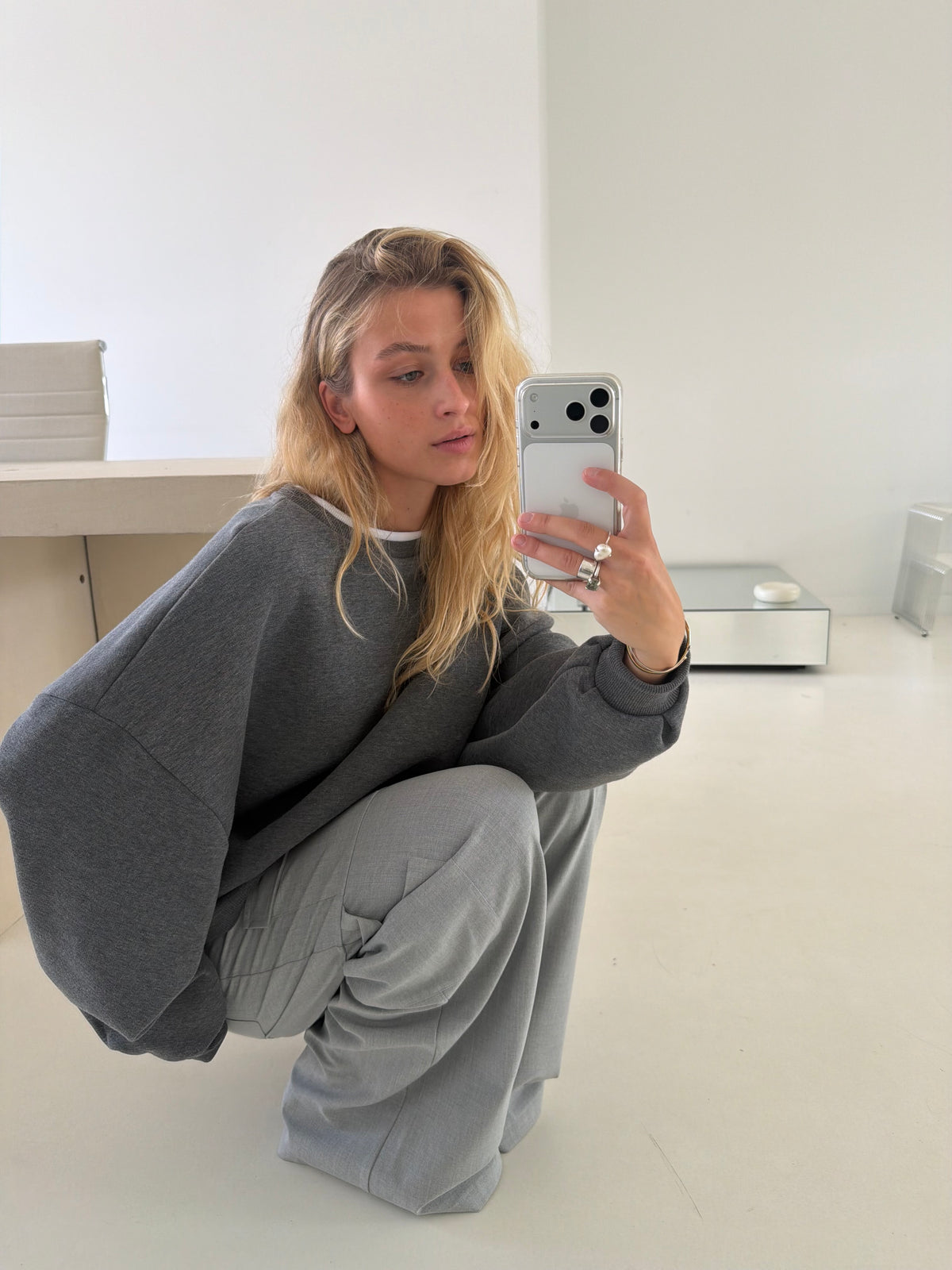 Bryan | Oversized Sweatshirt Double Collar - Dark Grey