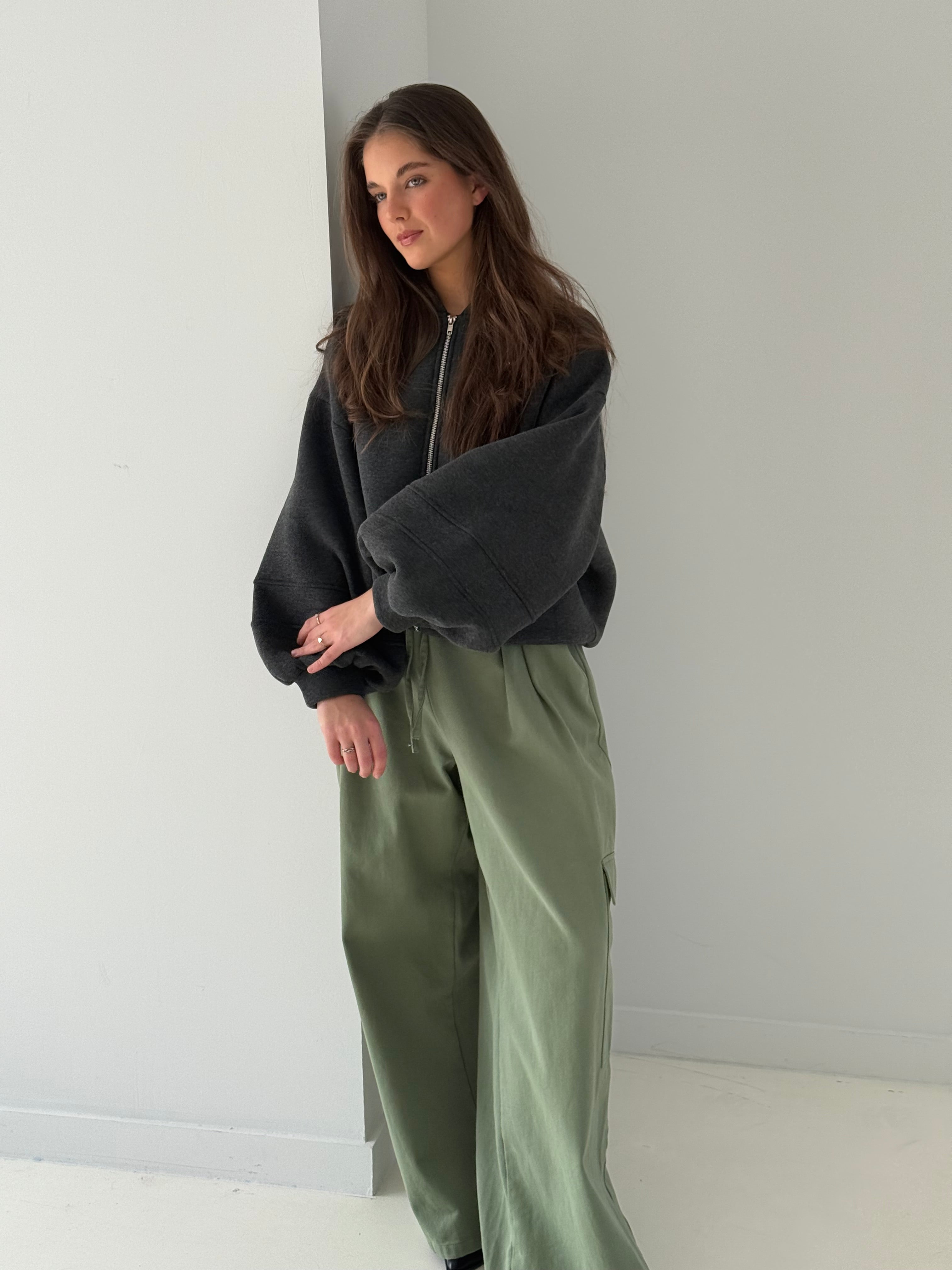 Beth | Zipped Balloon Vest - Dark Grey