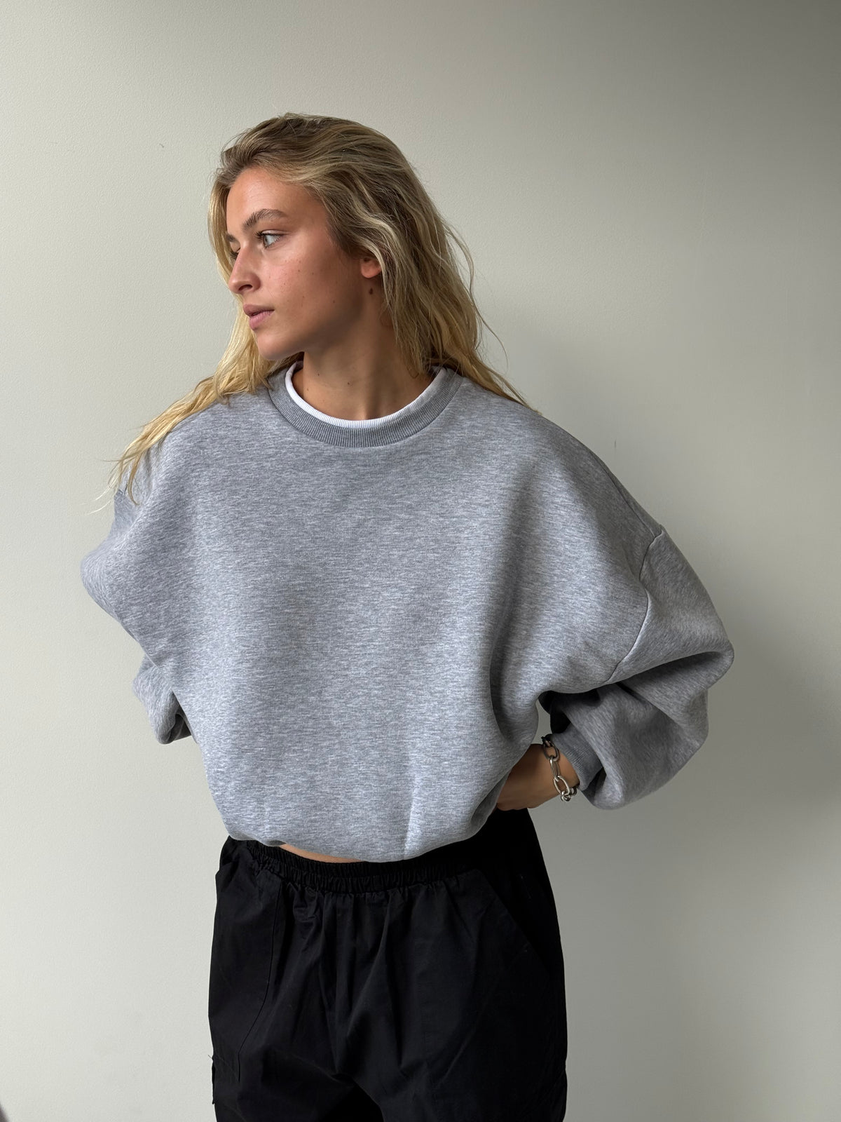 Bryan | Oversized Sweatshirt Double Collar - Grey
