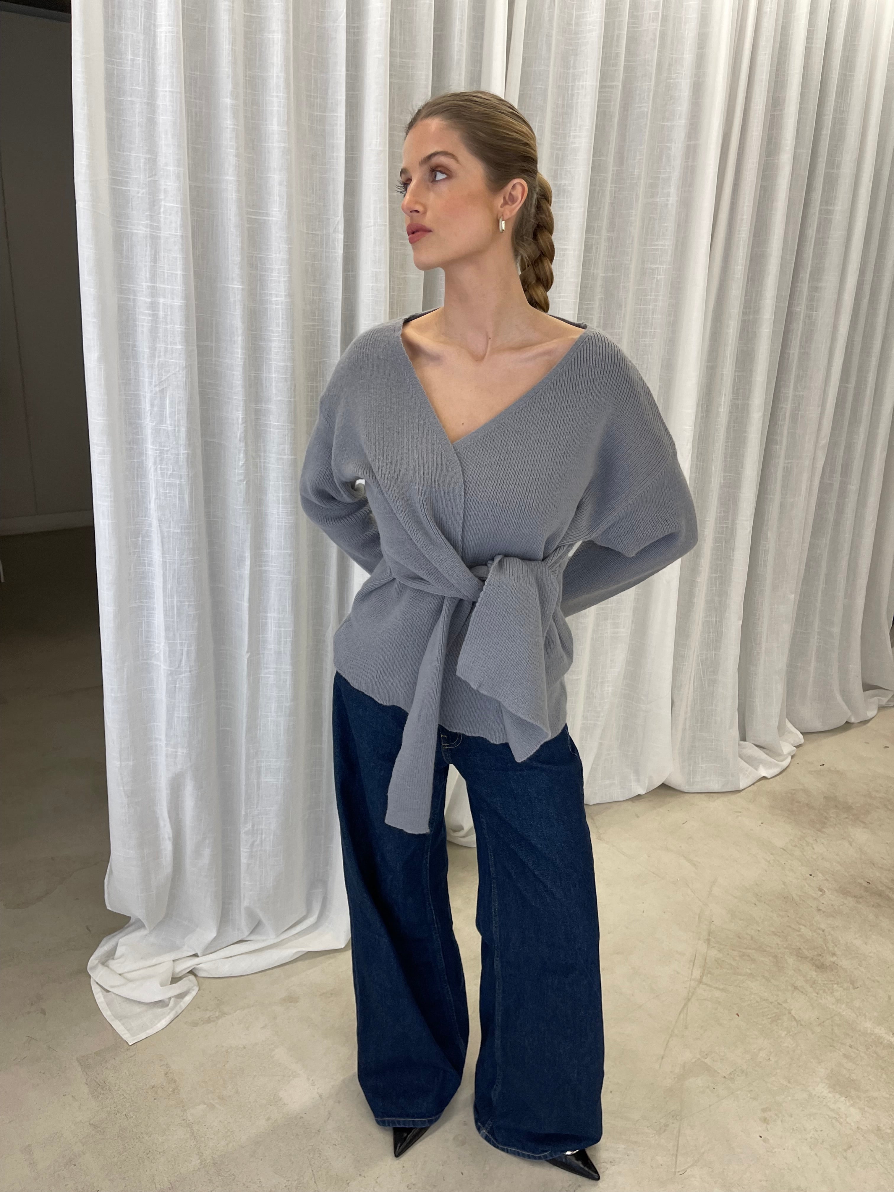 Brody | Wrap Knitted Pull - Grey