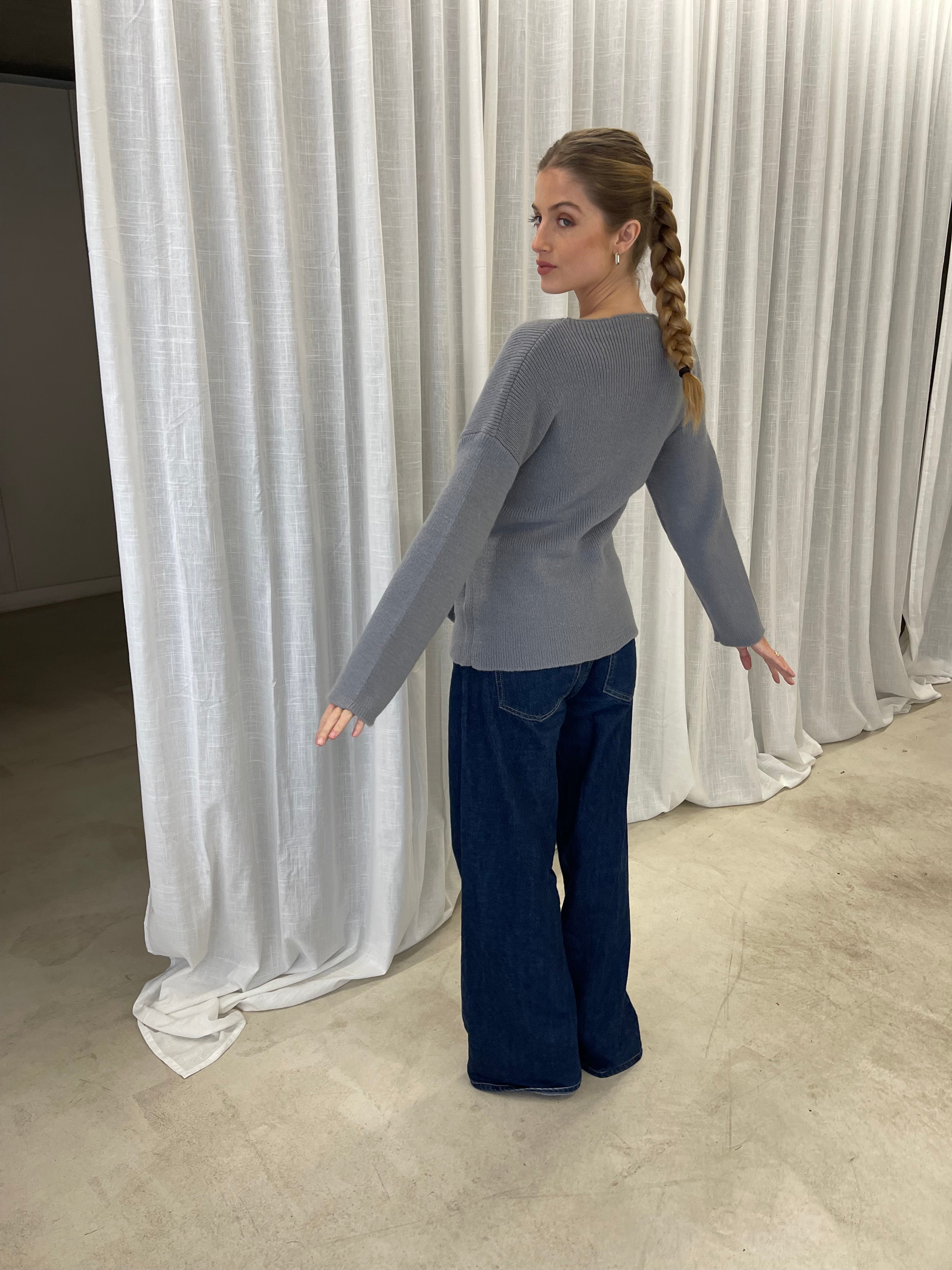 Brody | Wrap Knitted Pull - Grey