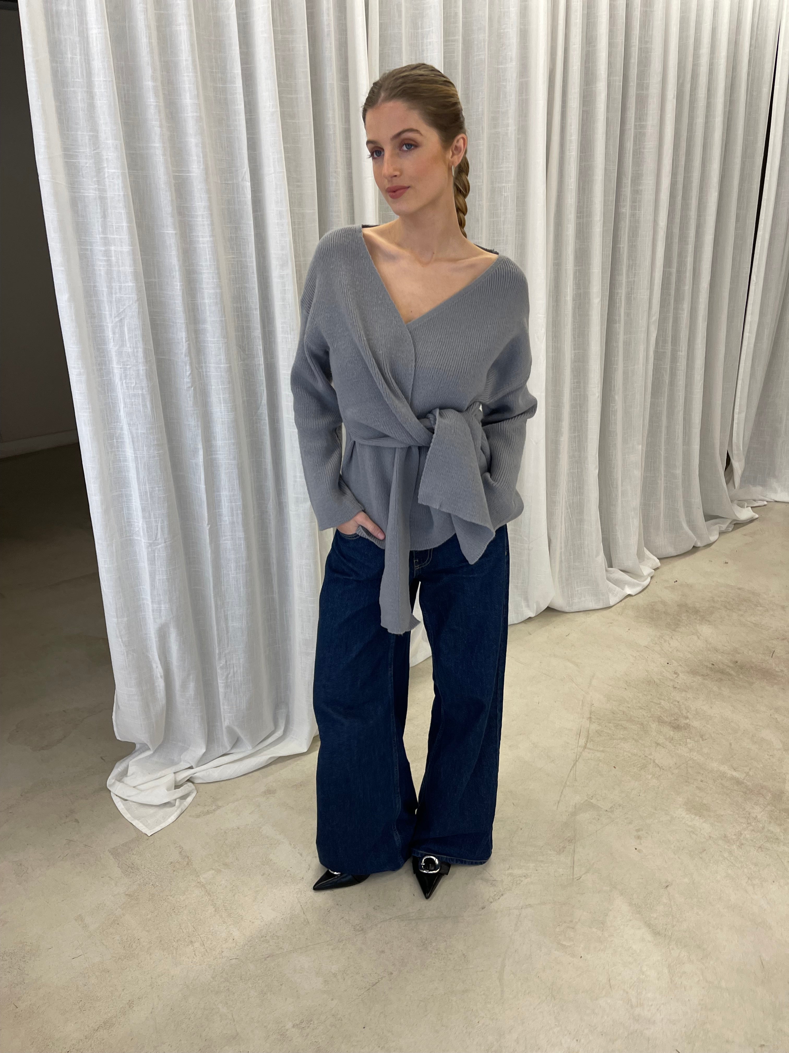 Brody | Wrap Knitted Pull - Grey