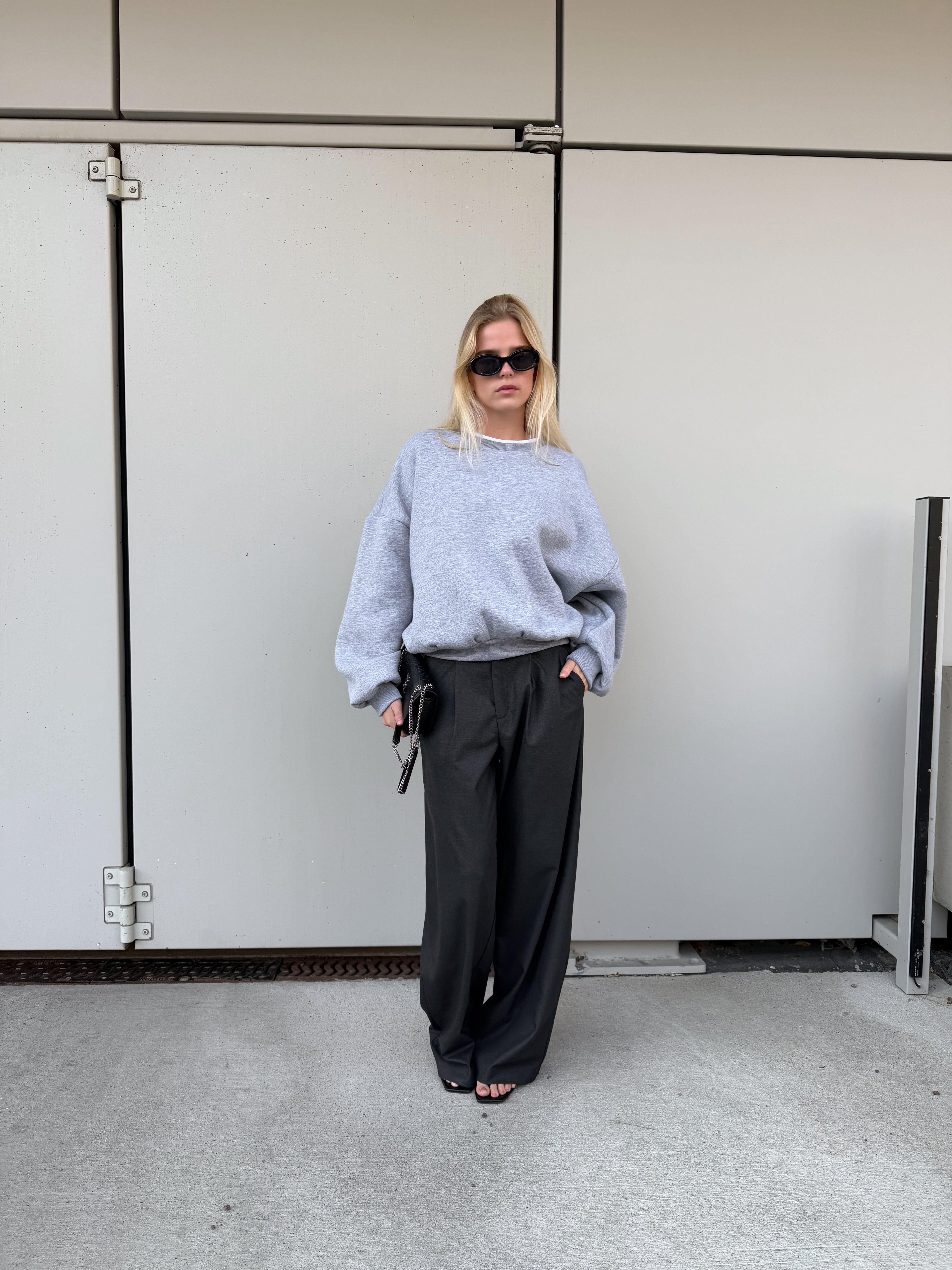 Bryan | Oversized Sweatshirt Double Collar - Grey