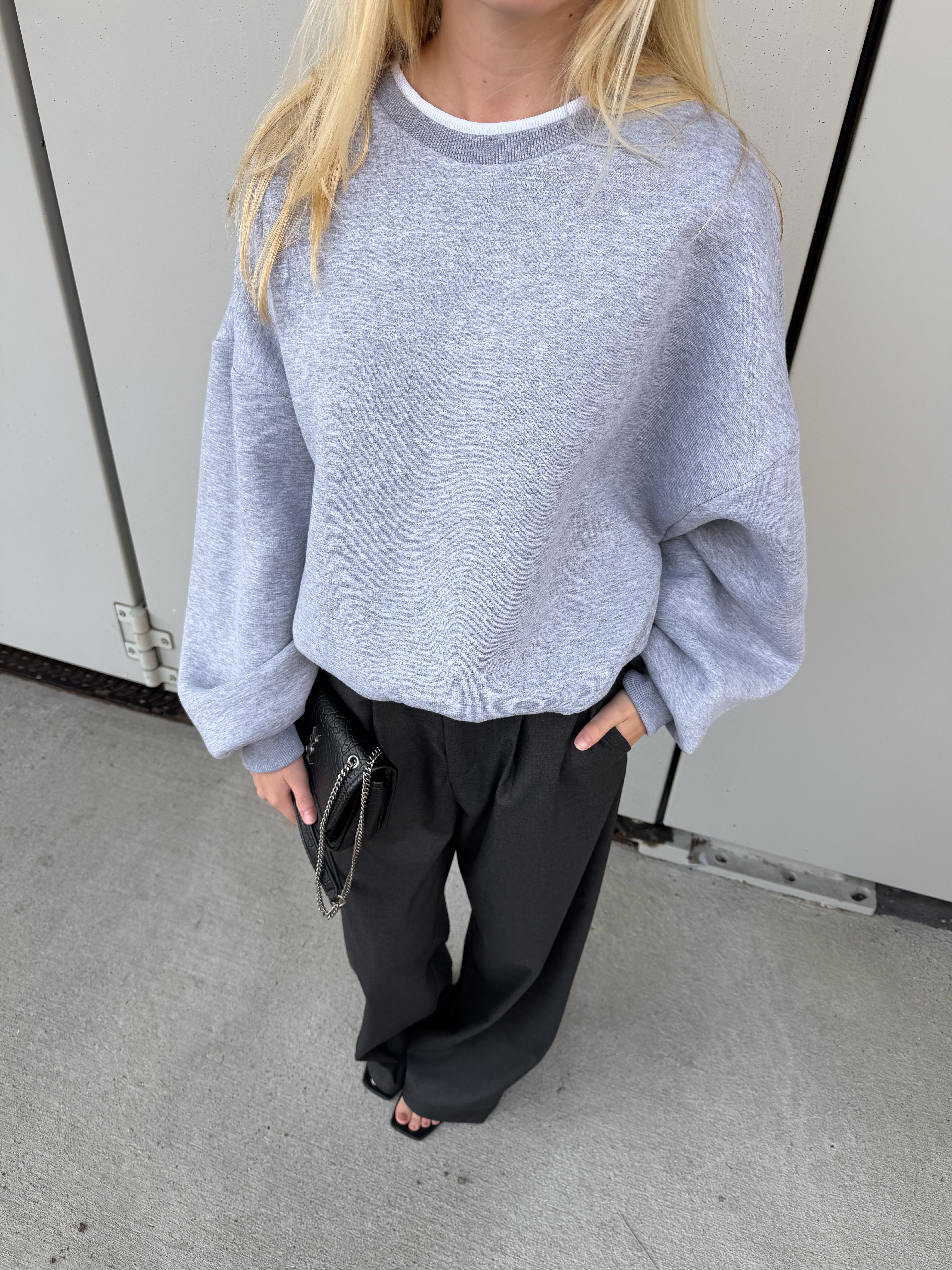 Bryan | Oversized Sweatshirt Double Collar - Grey