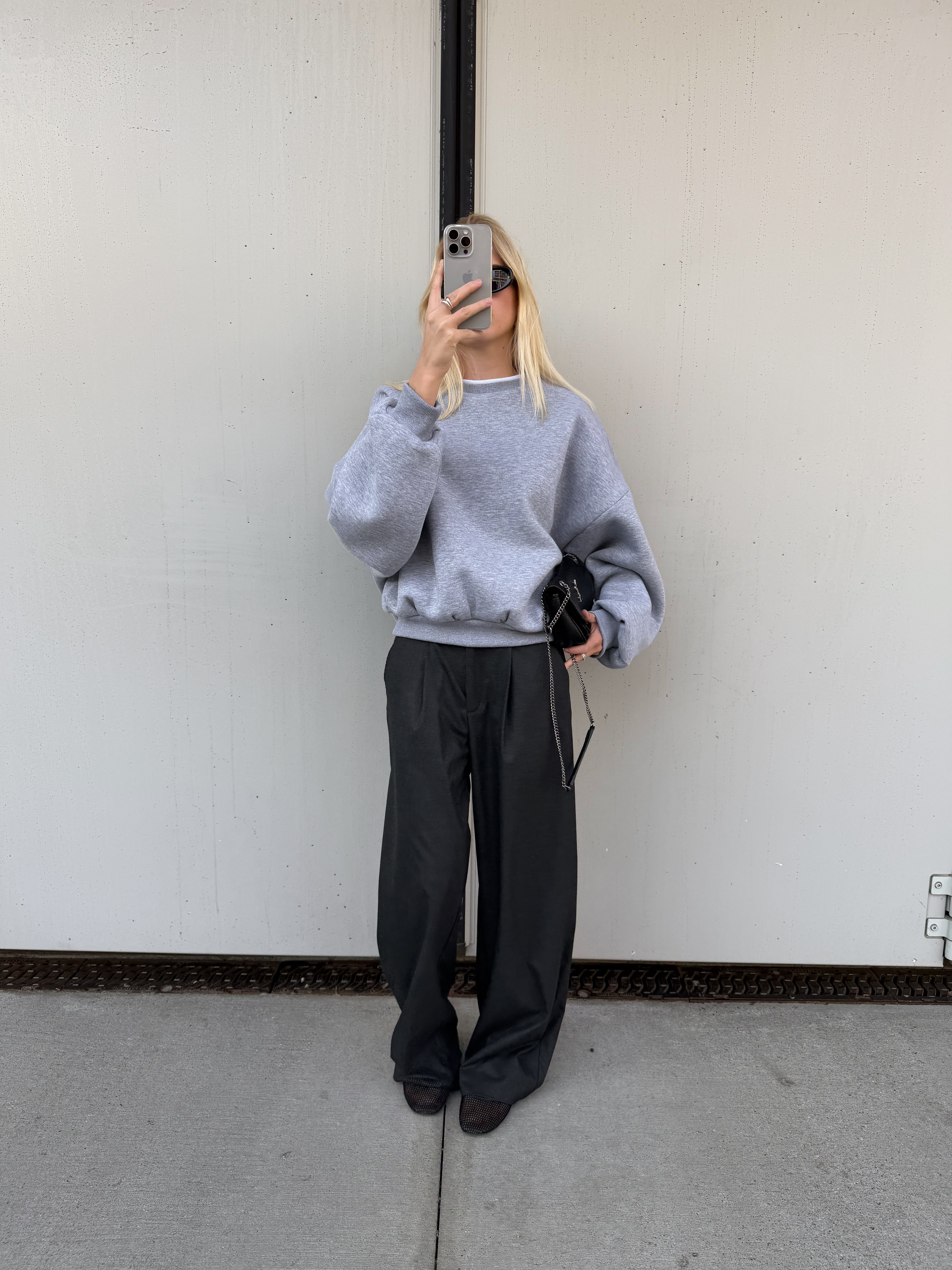 Bryan | Oversized Sweatshirt Double Collar - Grey