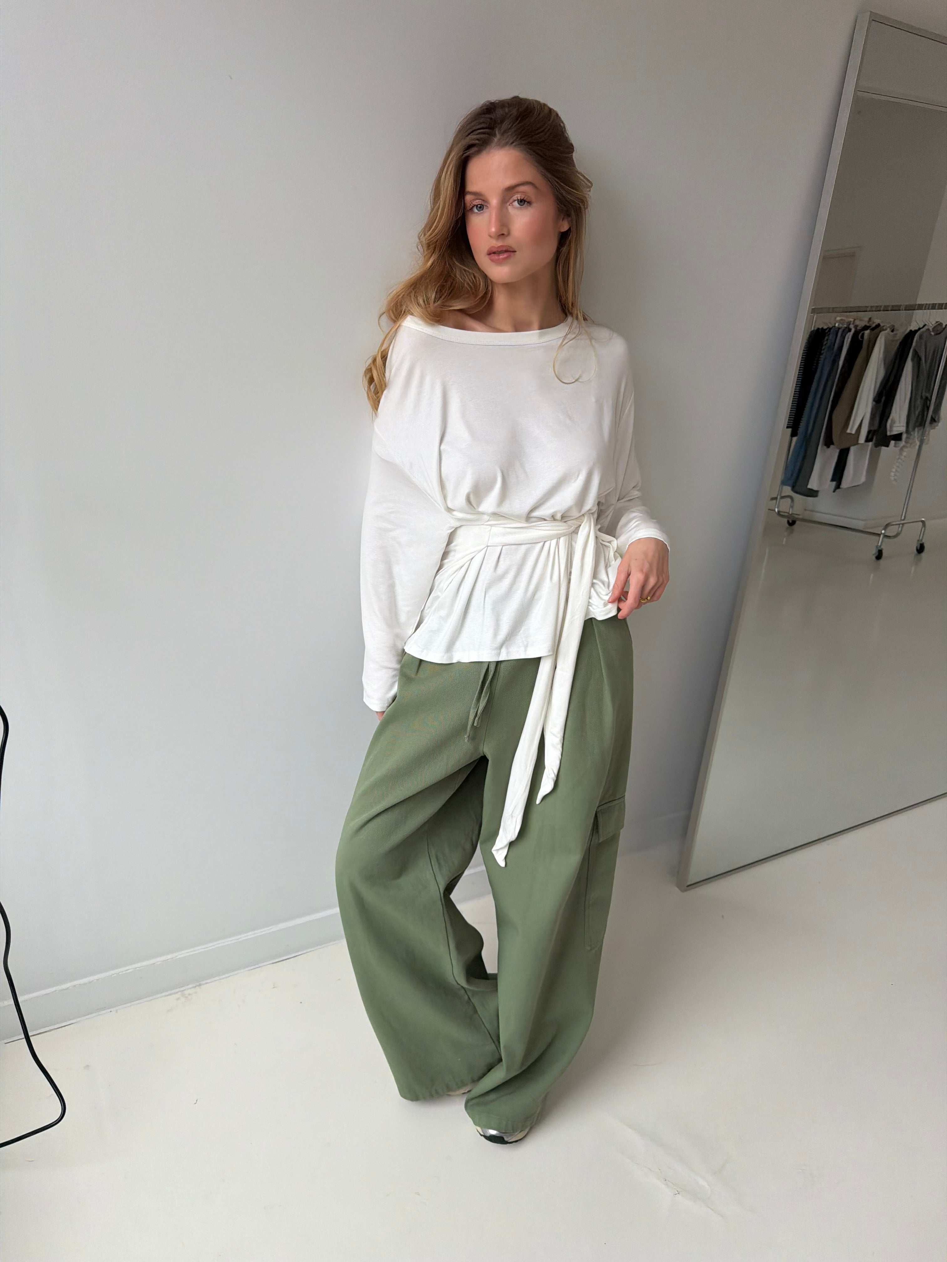 Aiden | Wrapped Tie One Shoulder Top - White