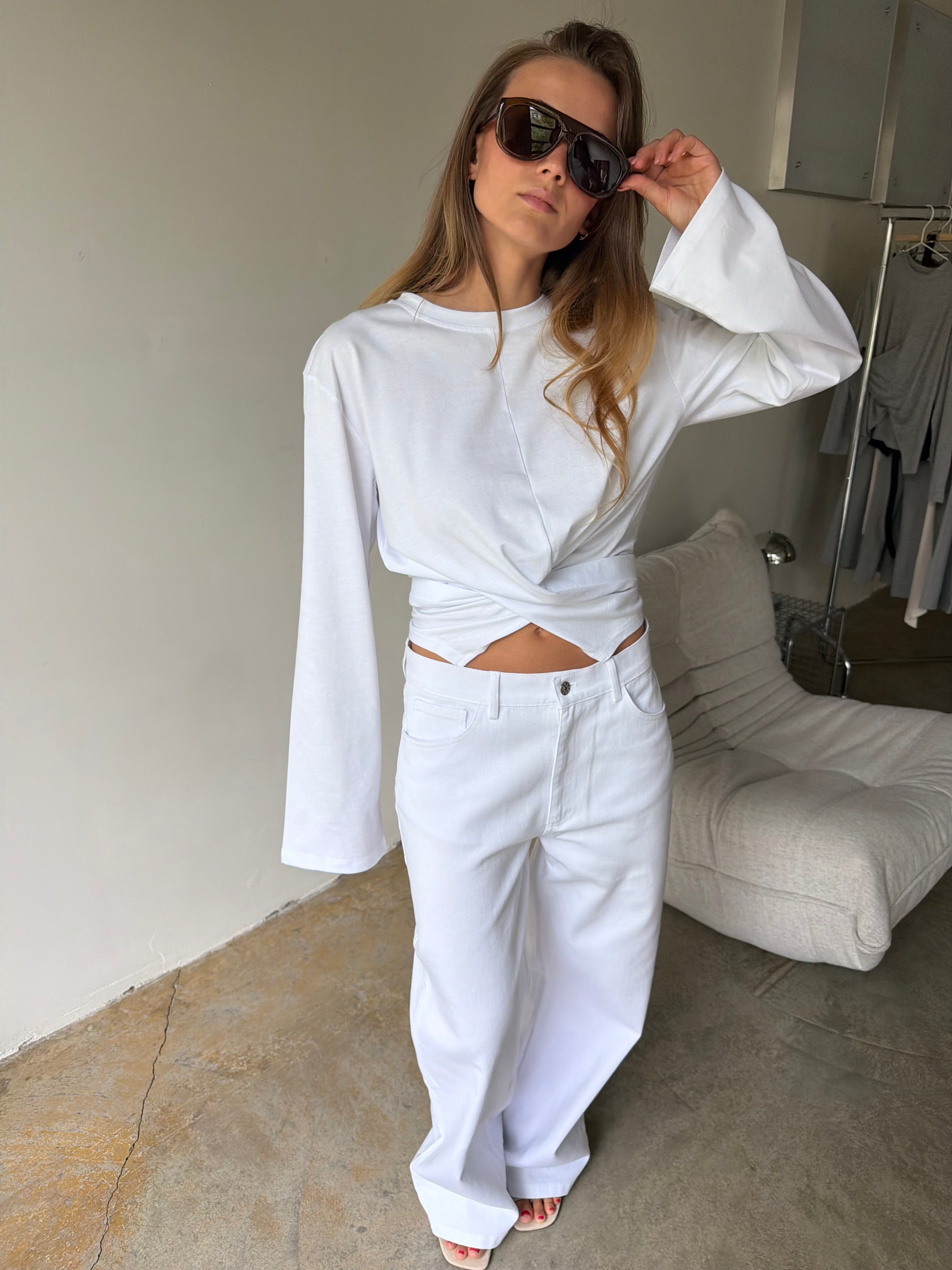 Peyton | Wide Leg Jeans - White