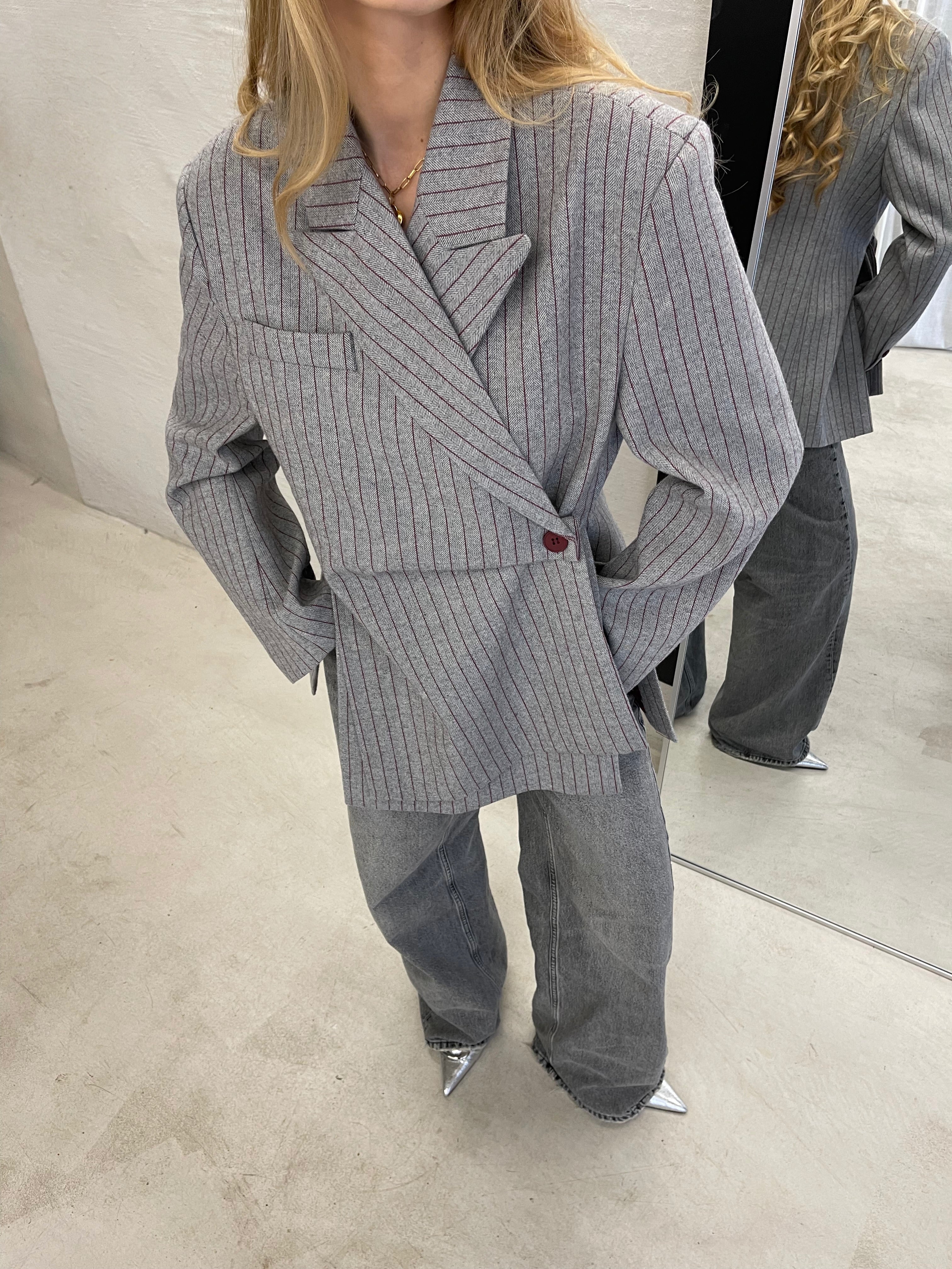 Eden | Side Buttoned Blazer With Stripes
