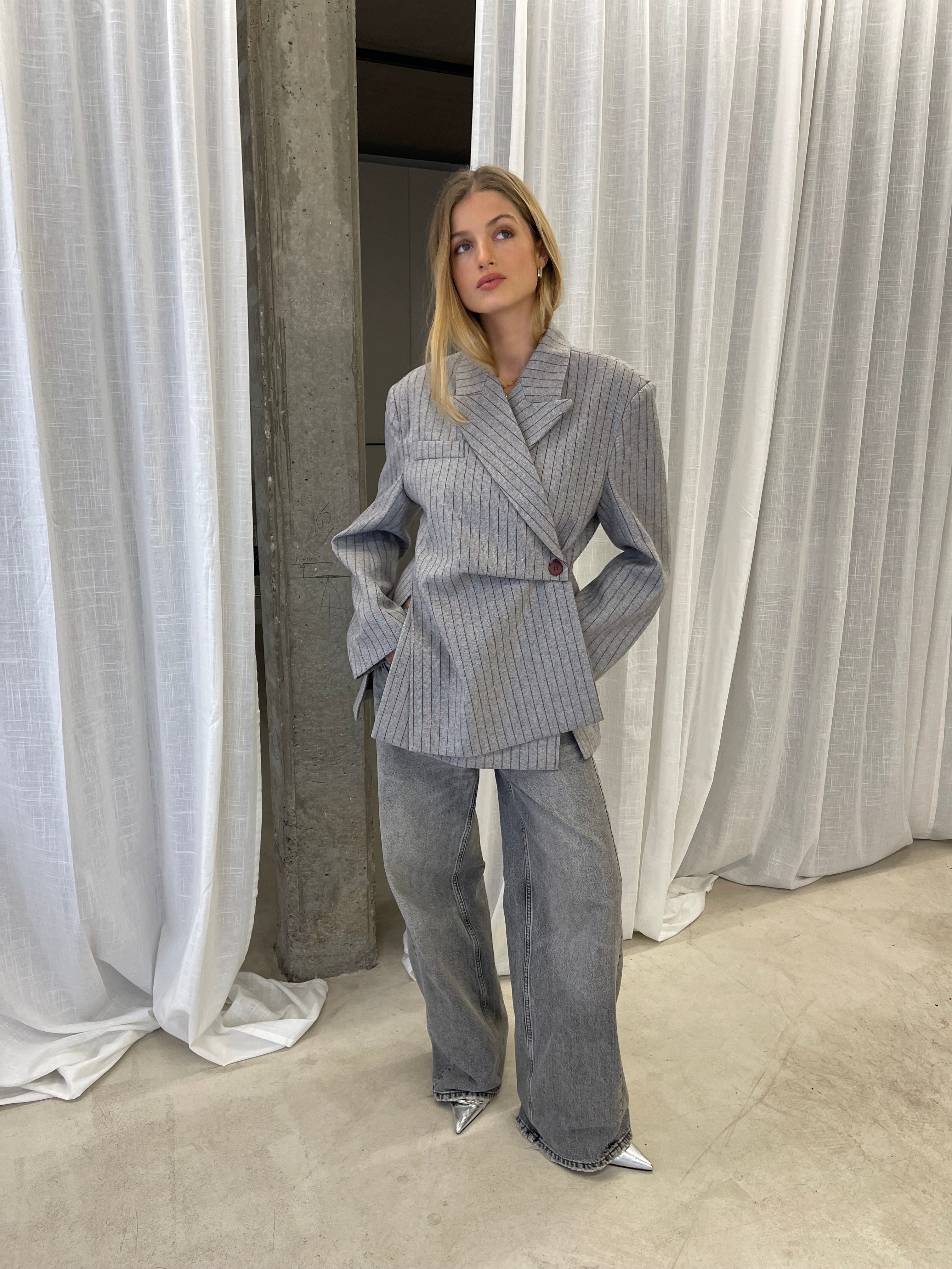 Eden | Side Buttoned Blazer With Stripes