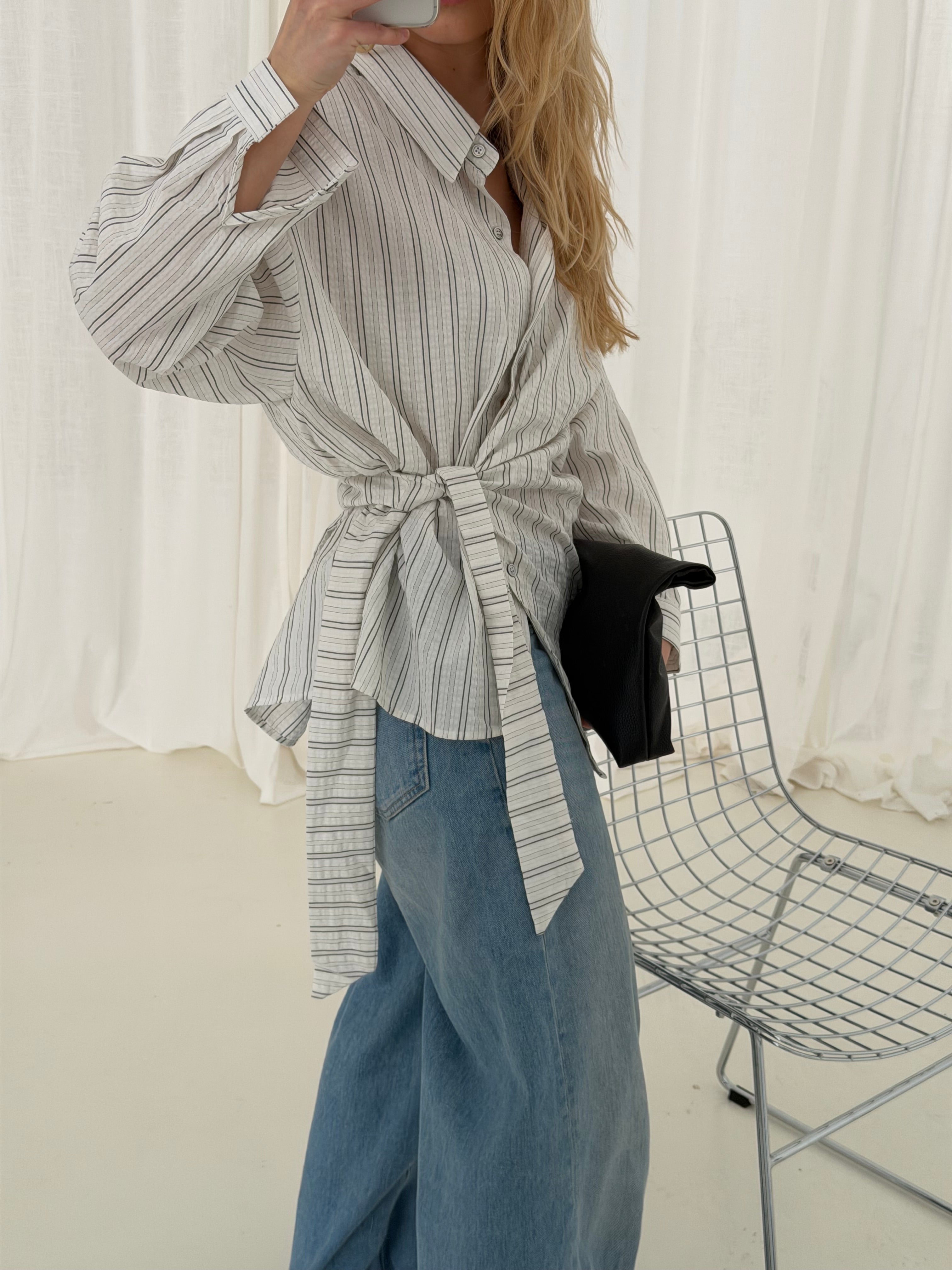 Alice | Side Wrapped Oversized Shirt - White