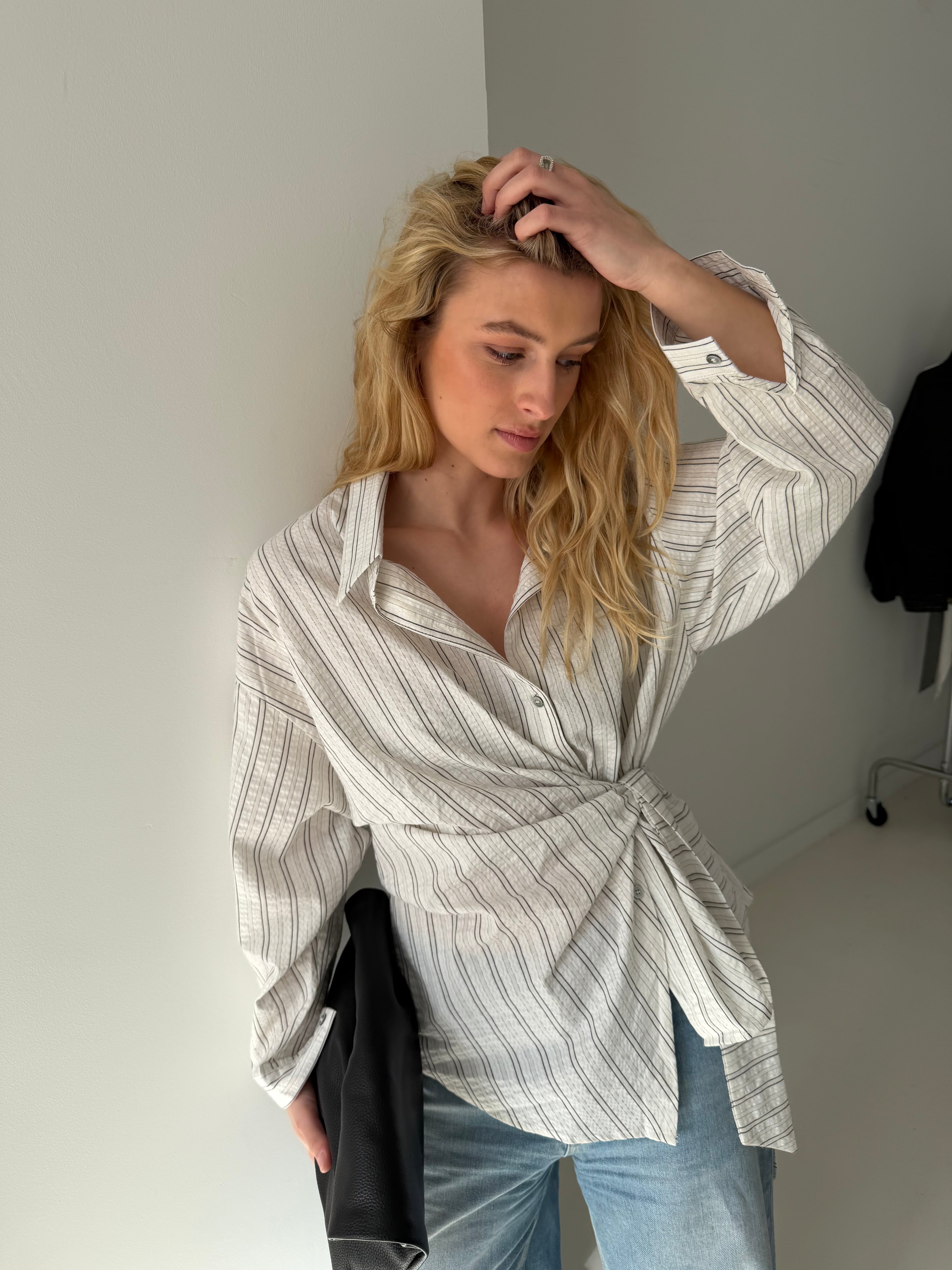 Alice | Side Wrapped Oversized Shirt - White
