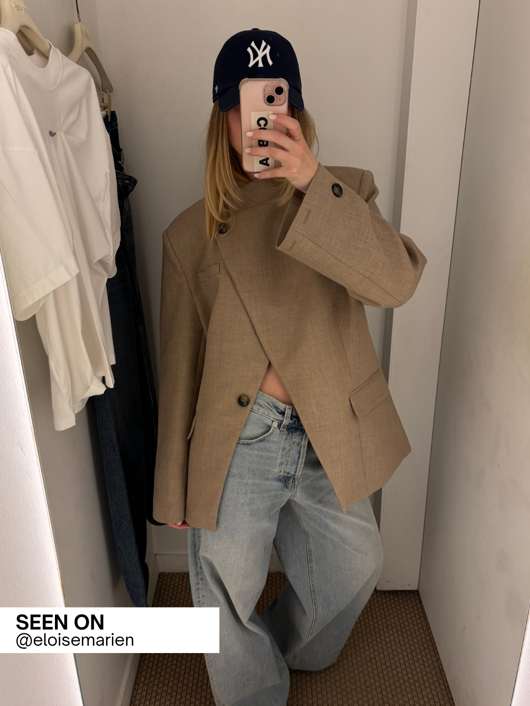 Ellie | Collar Blazer With Pleated Cuffs - Beige