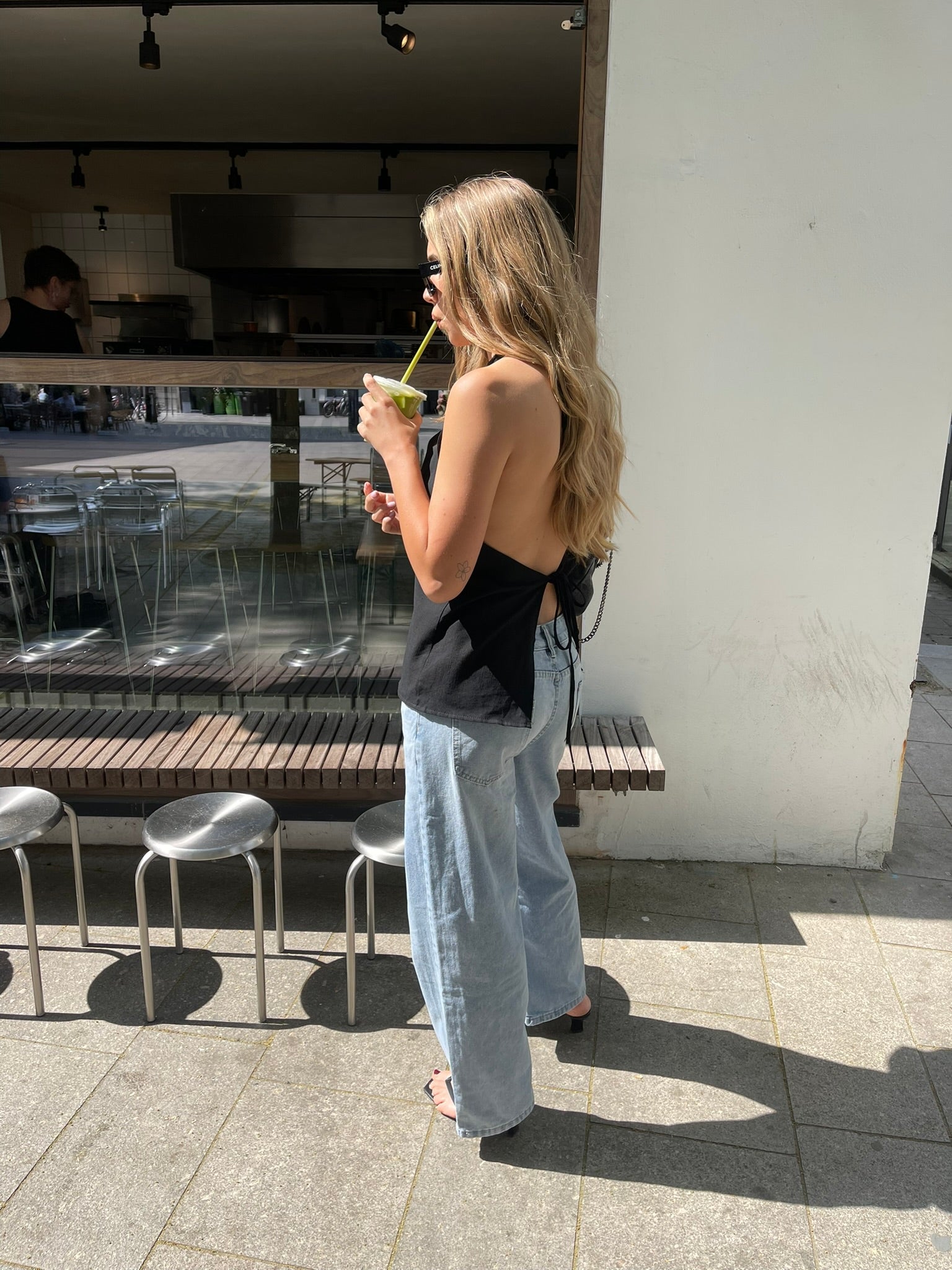 Sandy | Linen Open Back Set Black