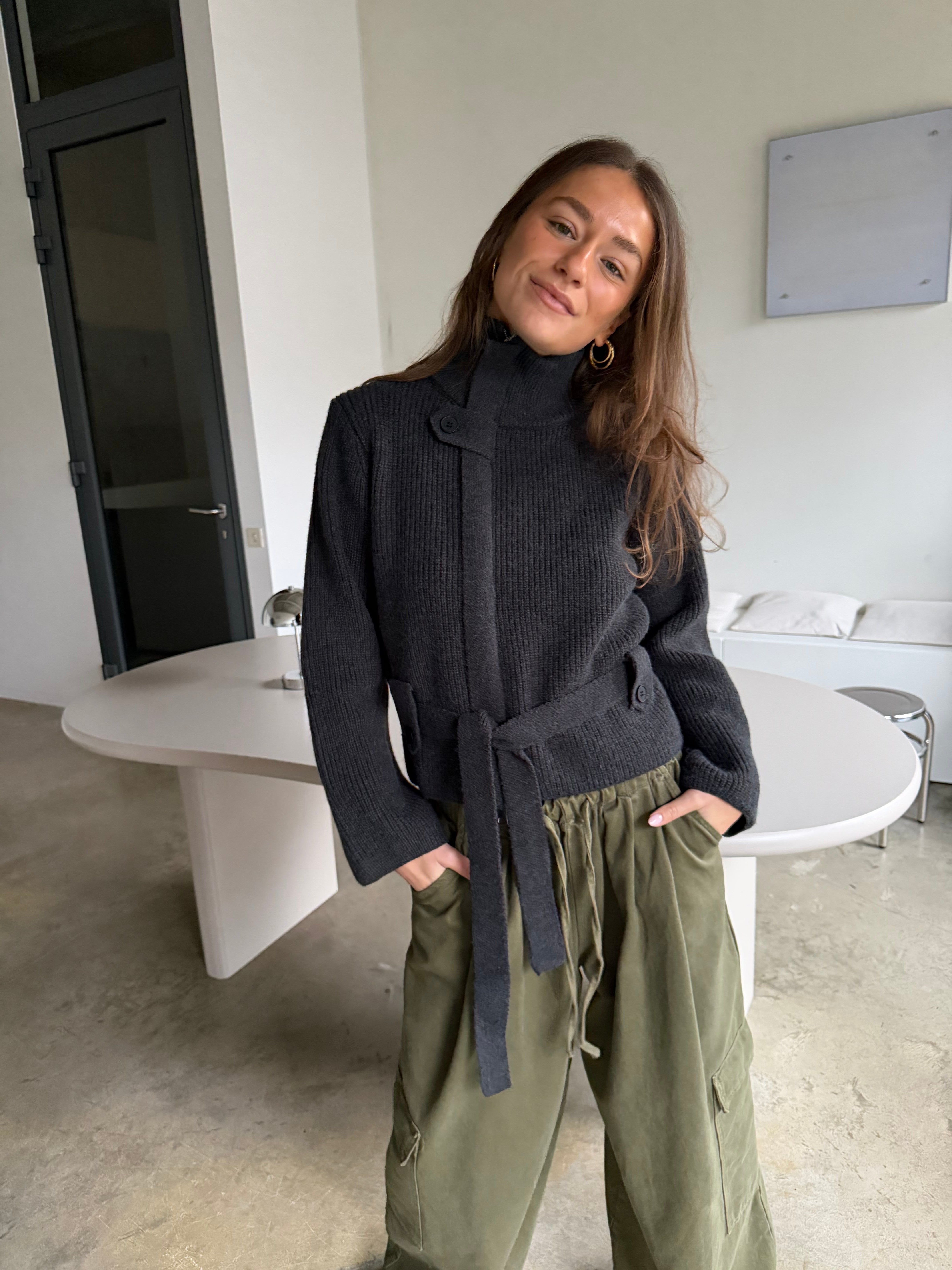 Bobby | High Neck Zipped Knitted Vest - Grey