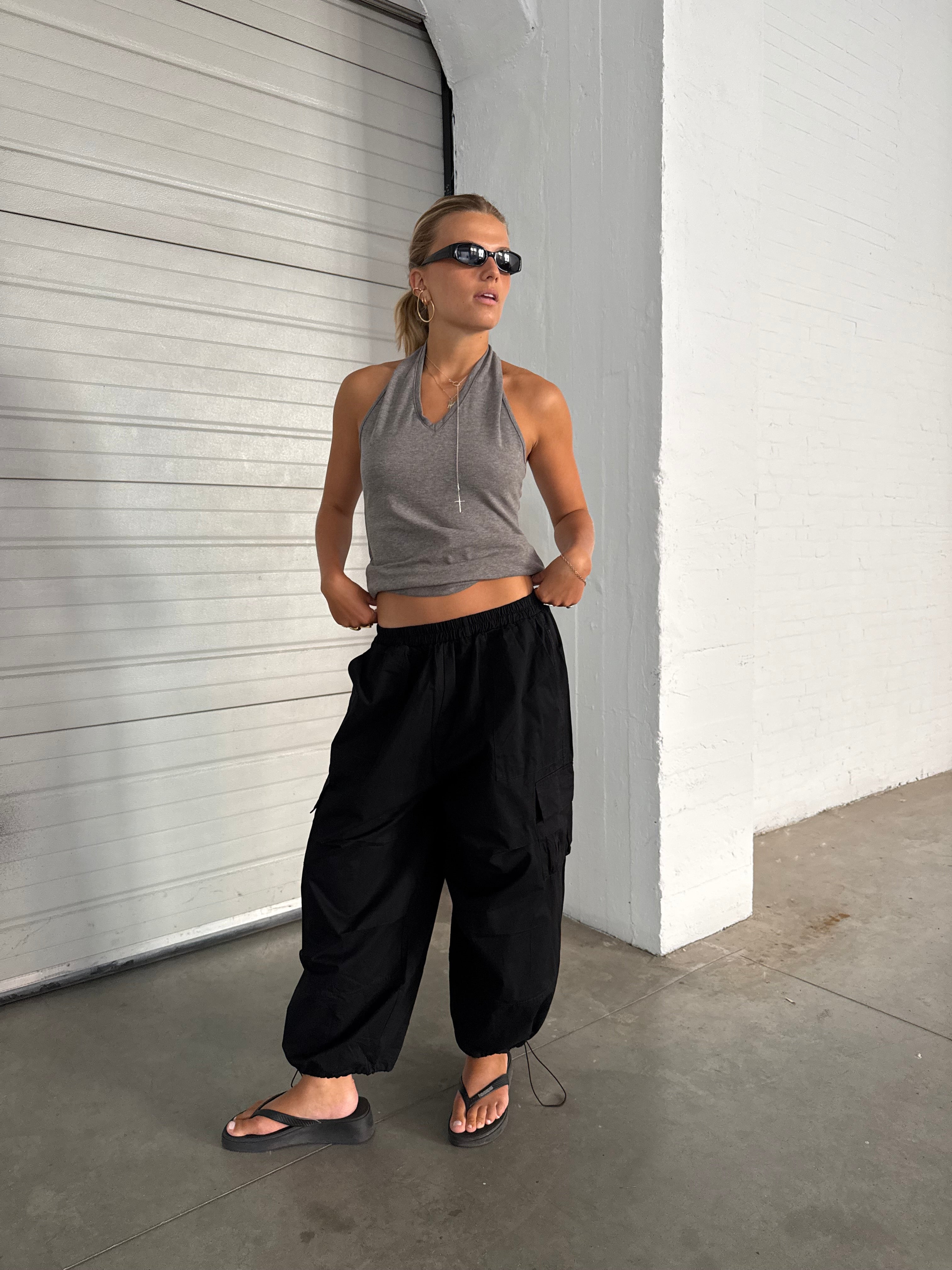 Porter | Balloon Track Cargo Pants - Black