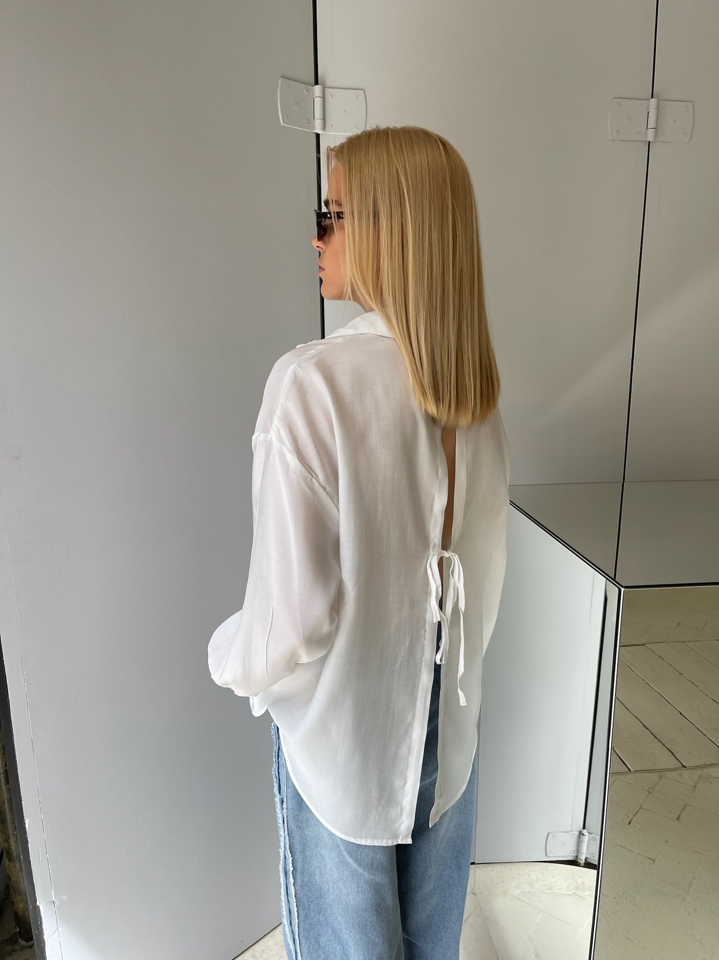 Audrey | Open Back Tied Blouse