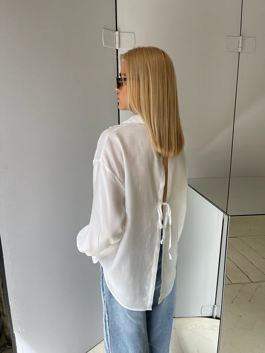 Audrey | Open Back Tied Blouse