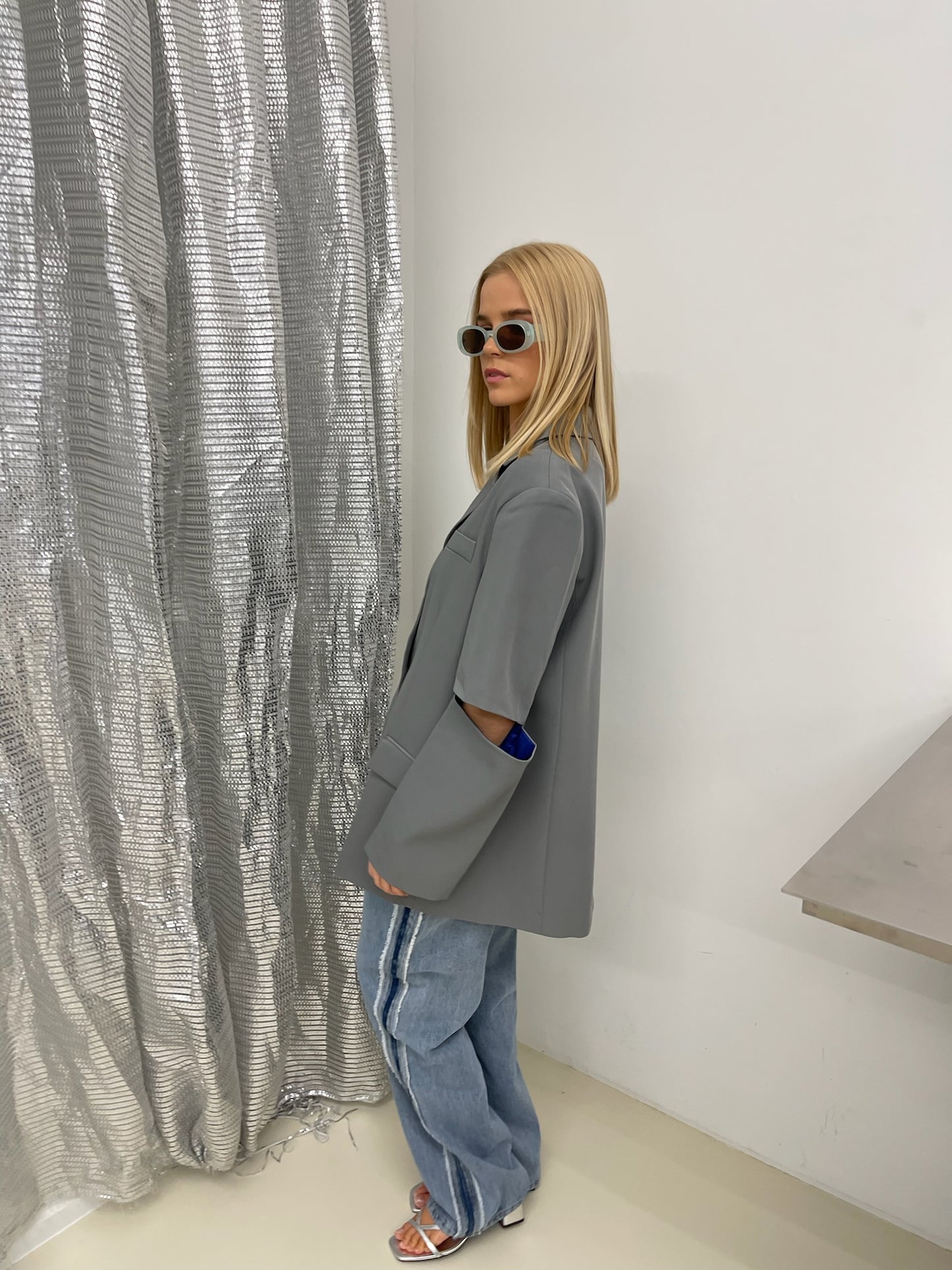 Elya | Cut Out Blazer Grey