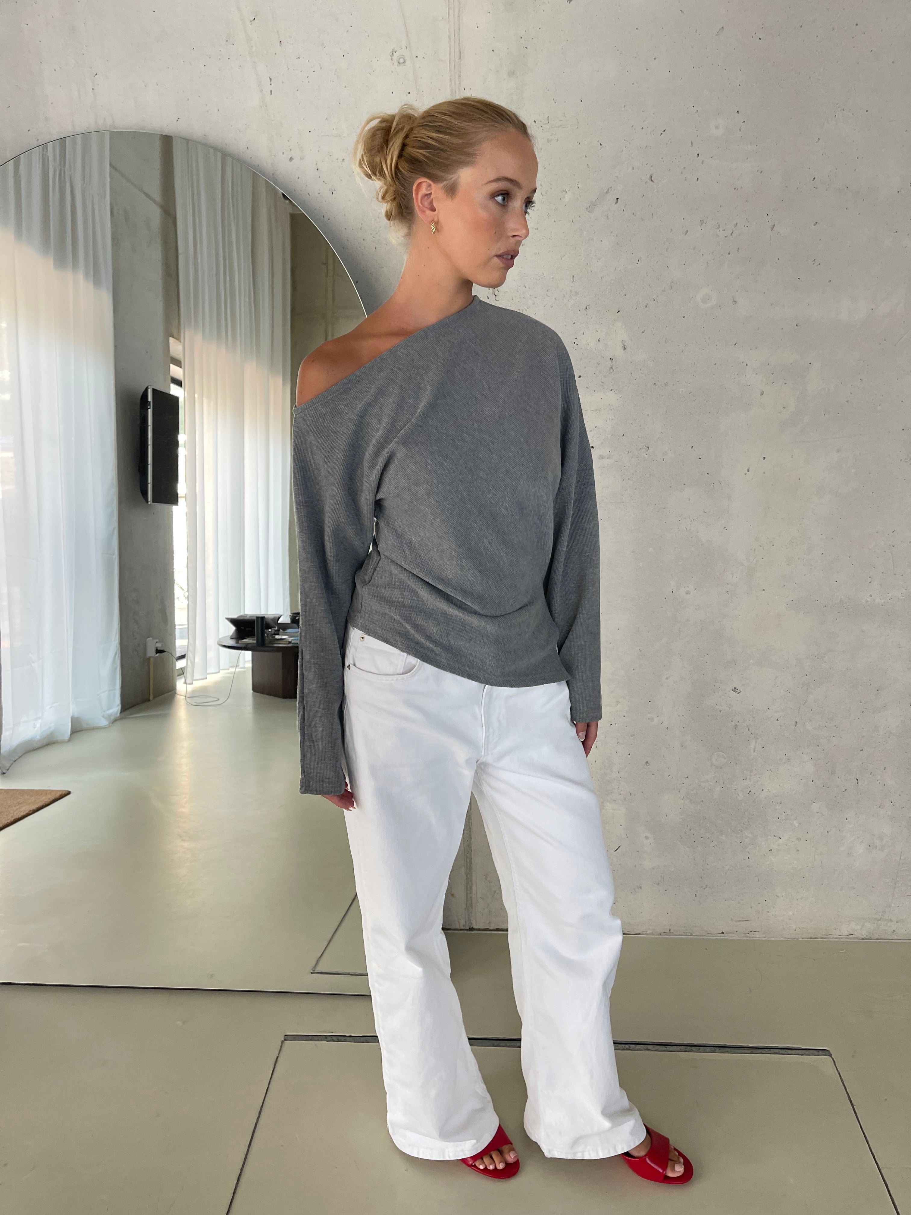 Asher | One Shoulder Top Grey