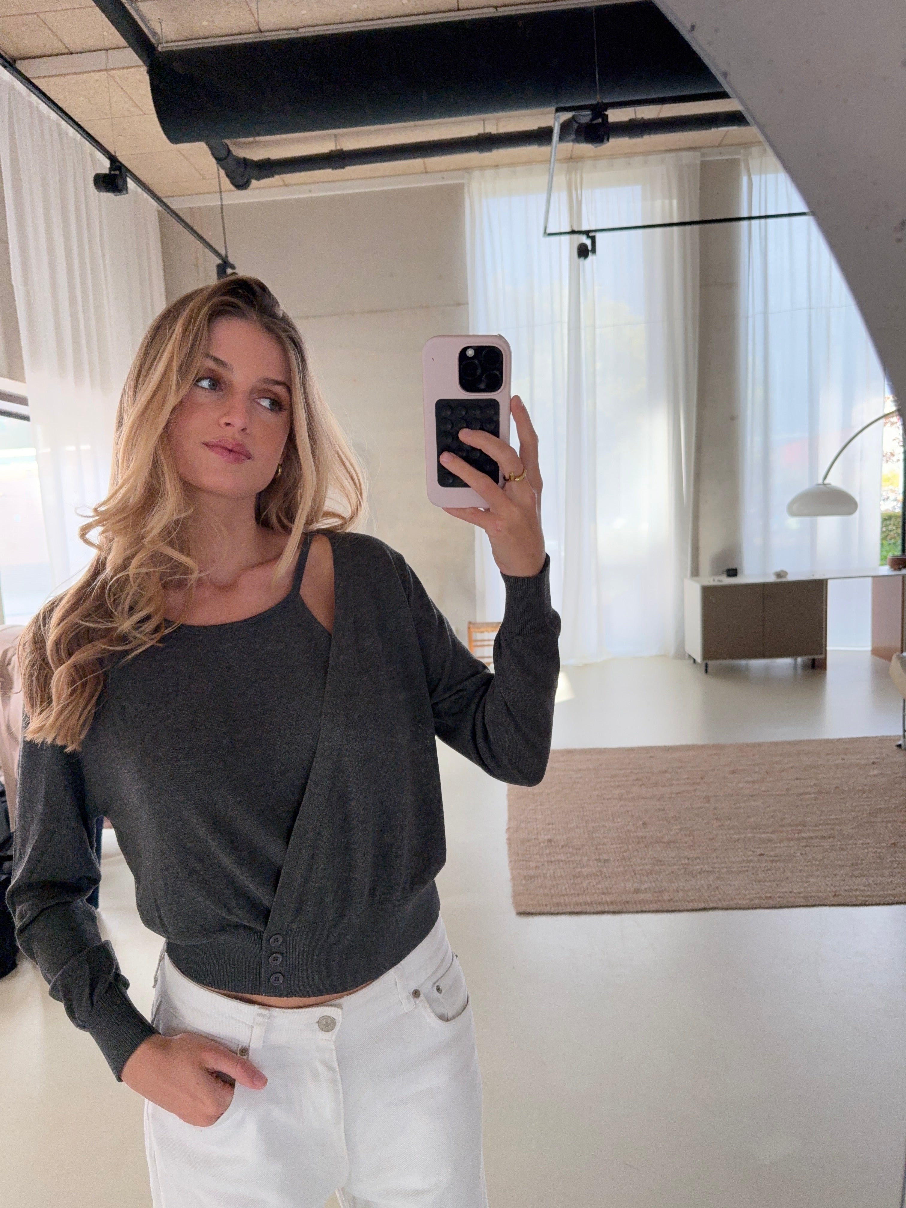 Beau | Cutout Draped Knit Grey