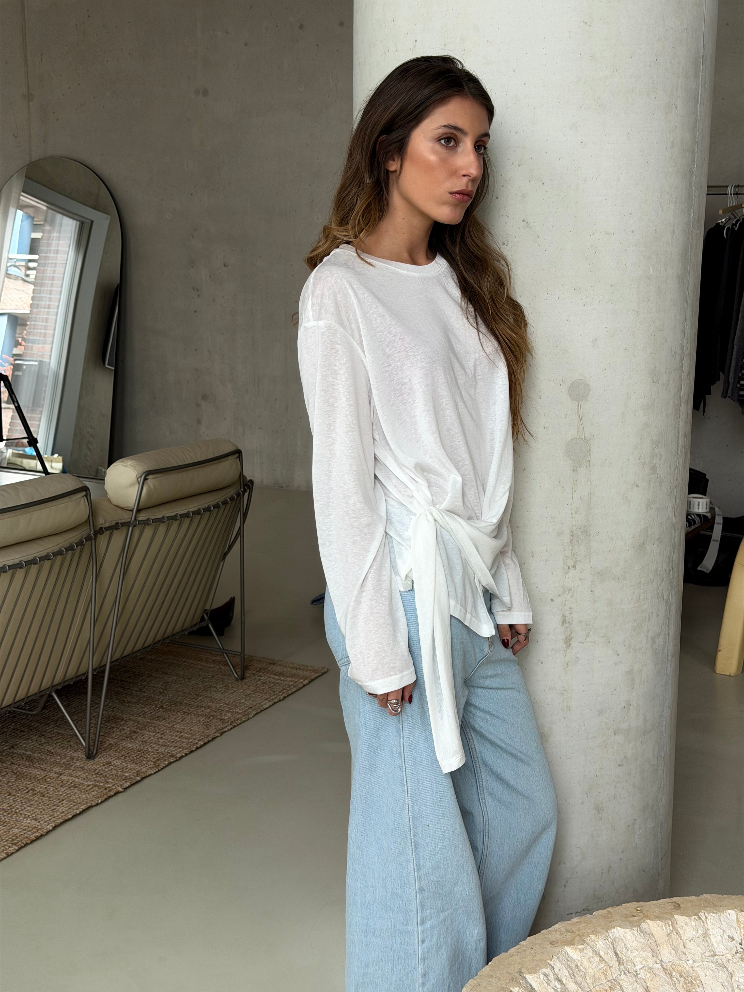 Axel | Side Tied Shirt White