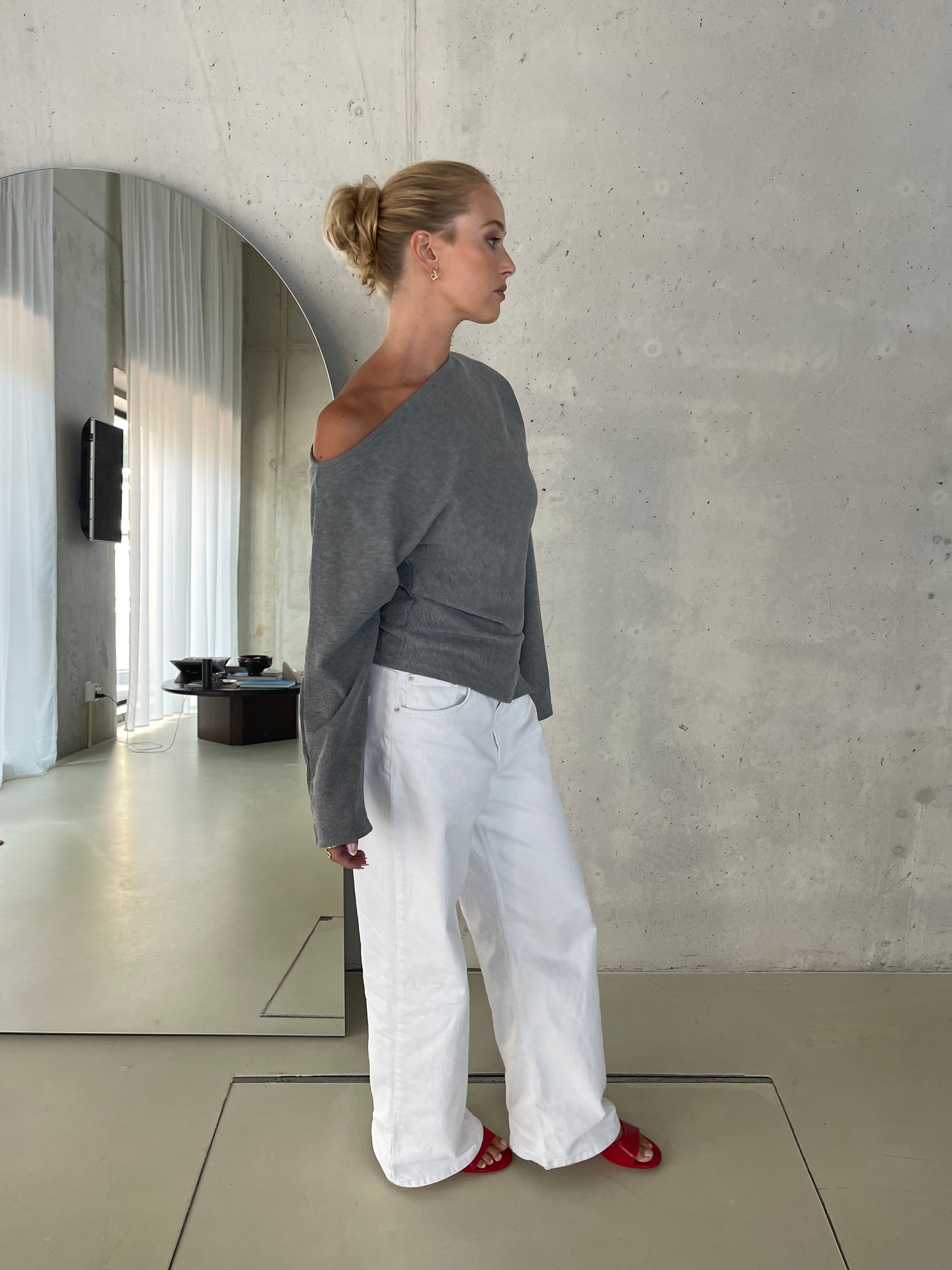 Asher | One Shoulder Top Grey