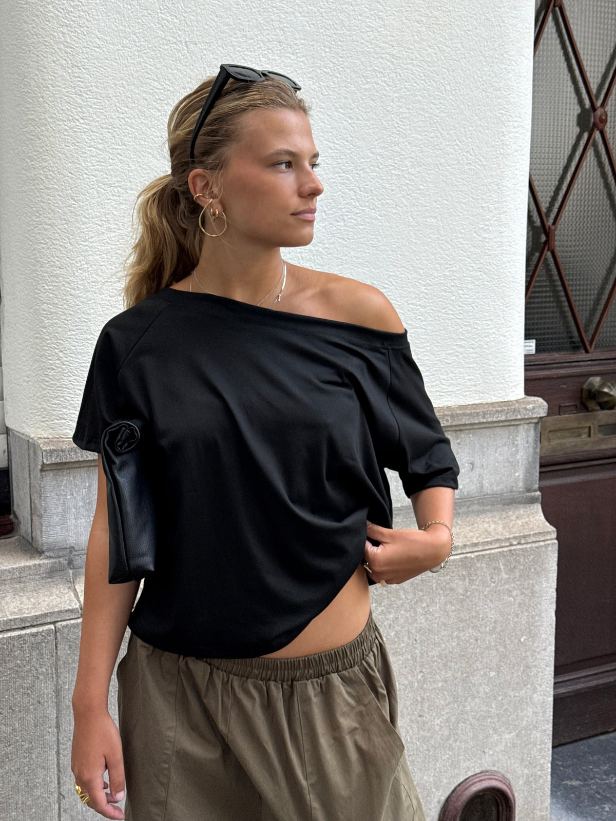 Addison | Oversized Off Shoulder Tshirt Black