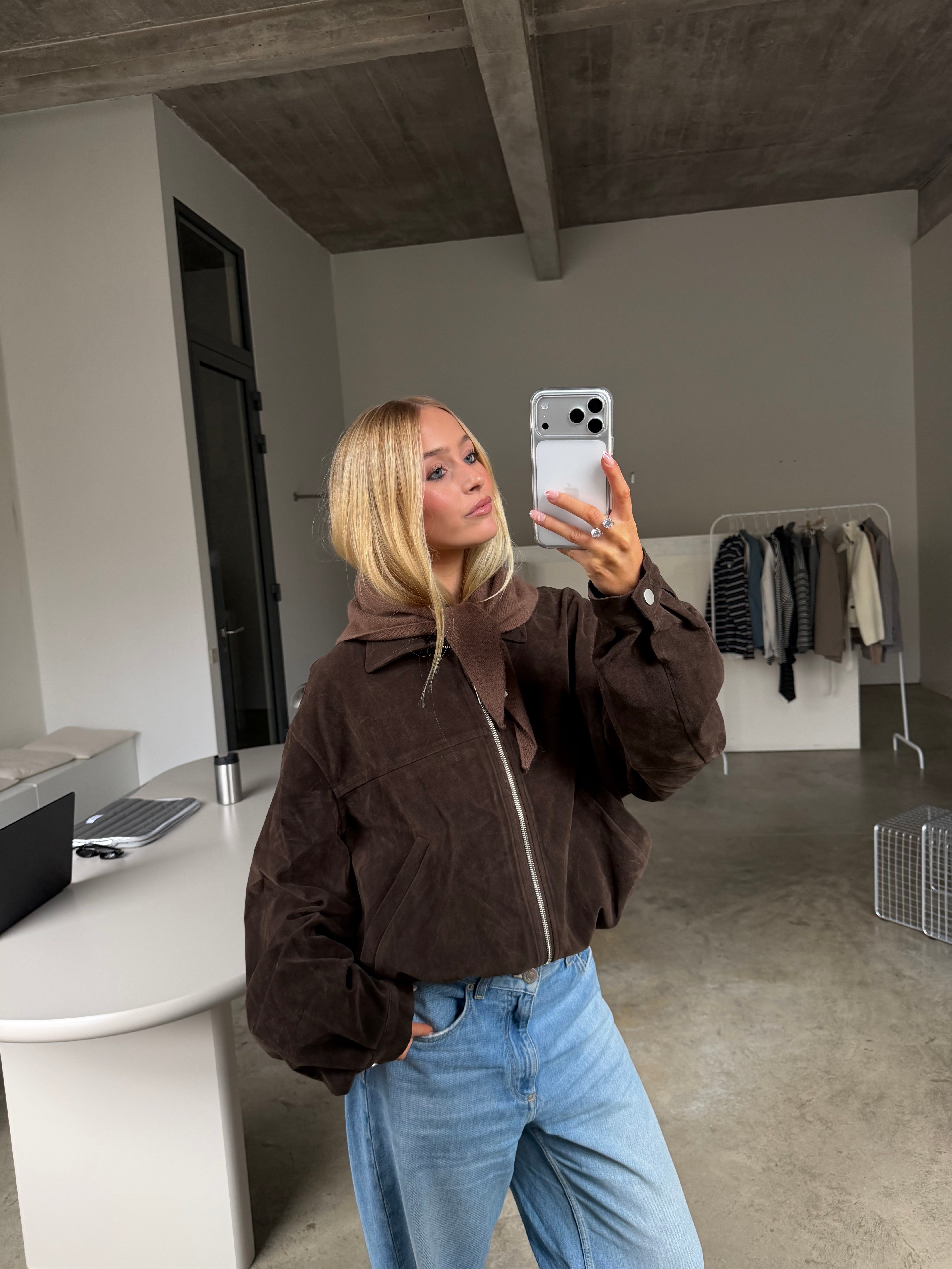 Wool Triangle Scarf - Beige