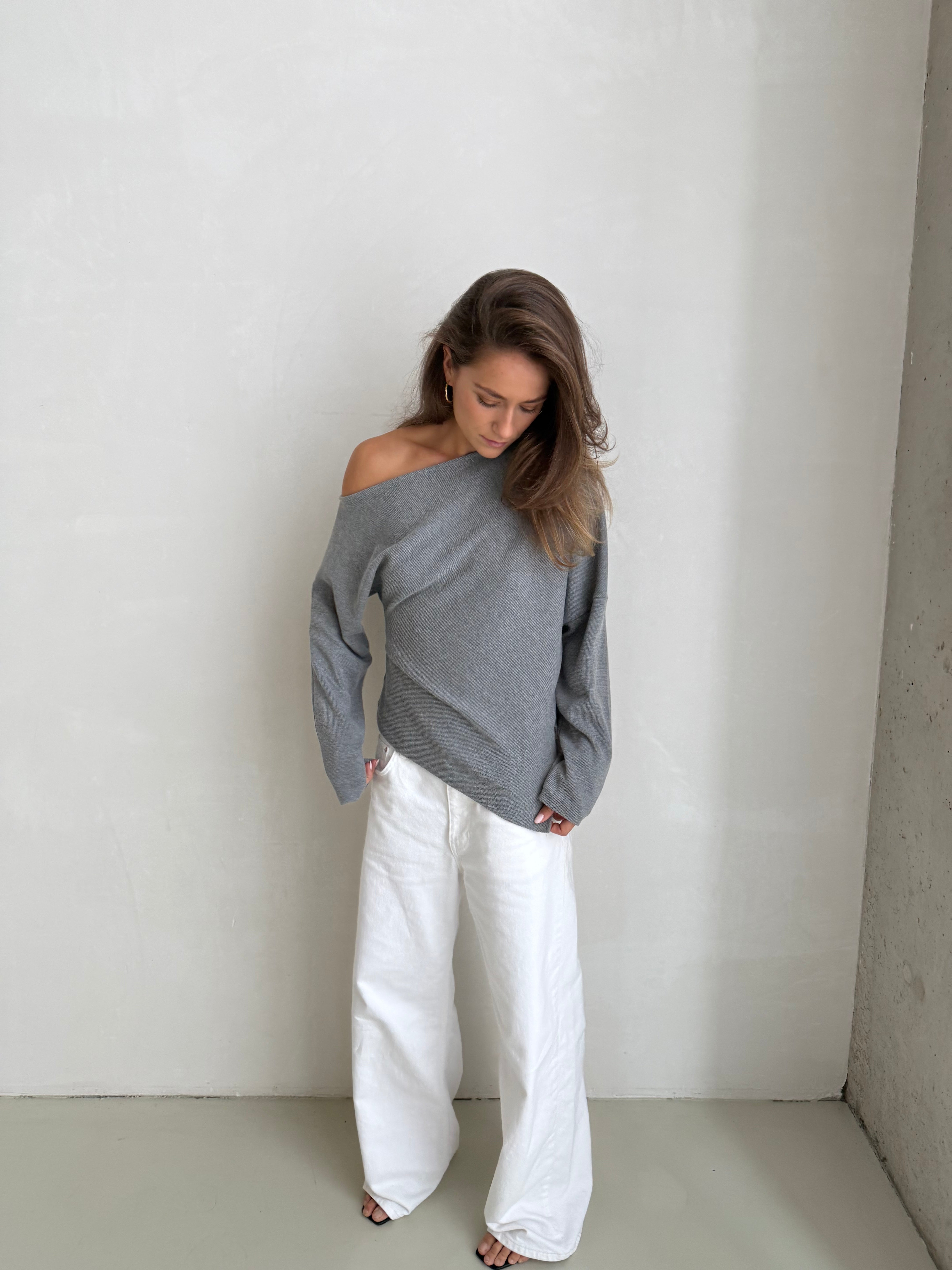 Asher | One Shoulder Top Grey