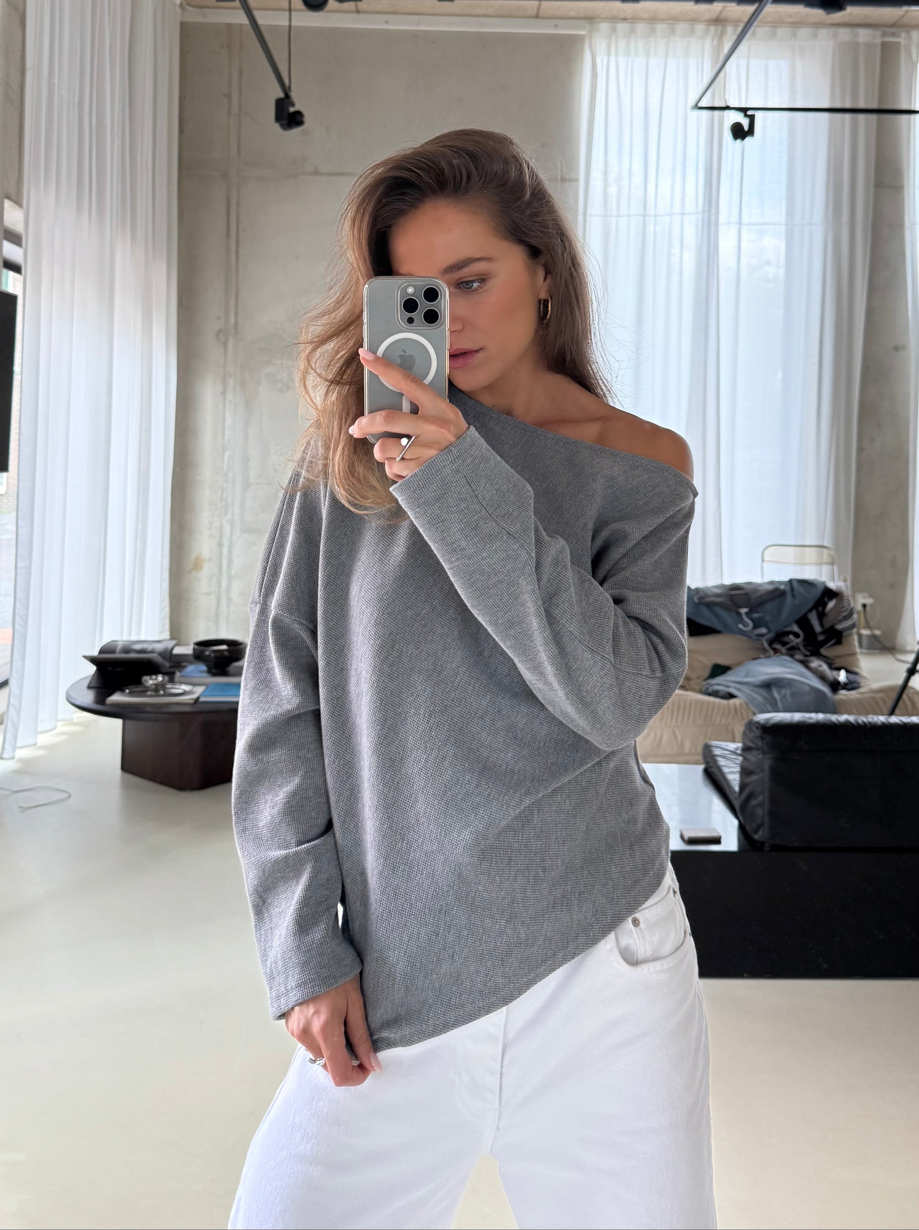Asher | One Shoulder Top Grey