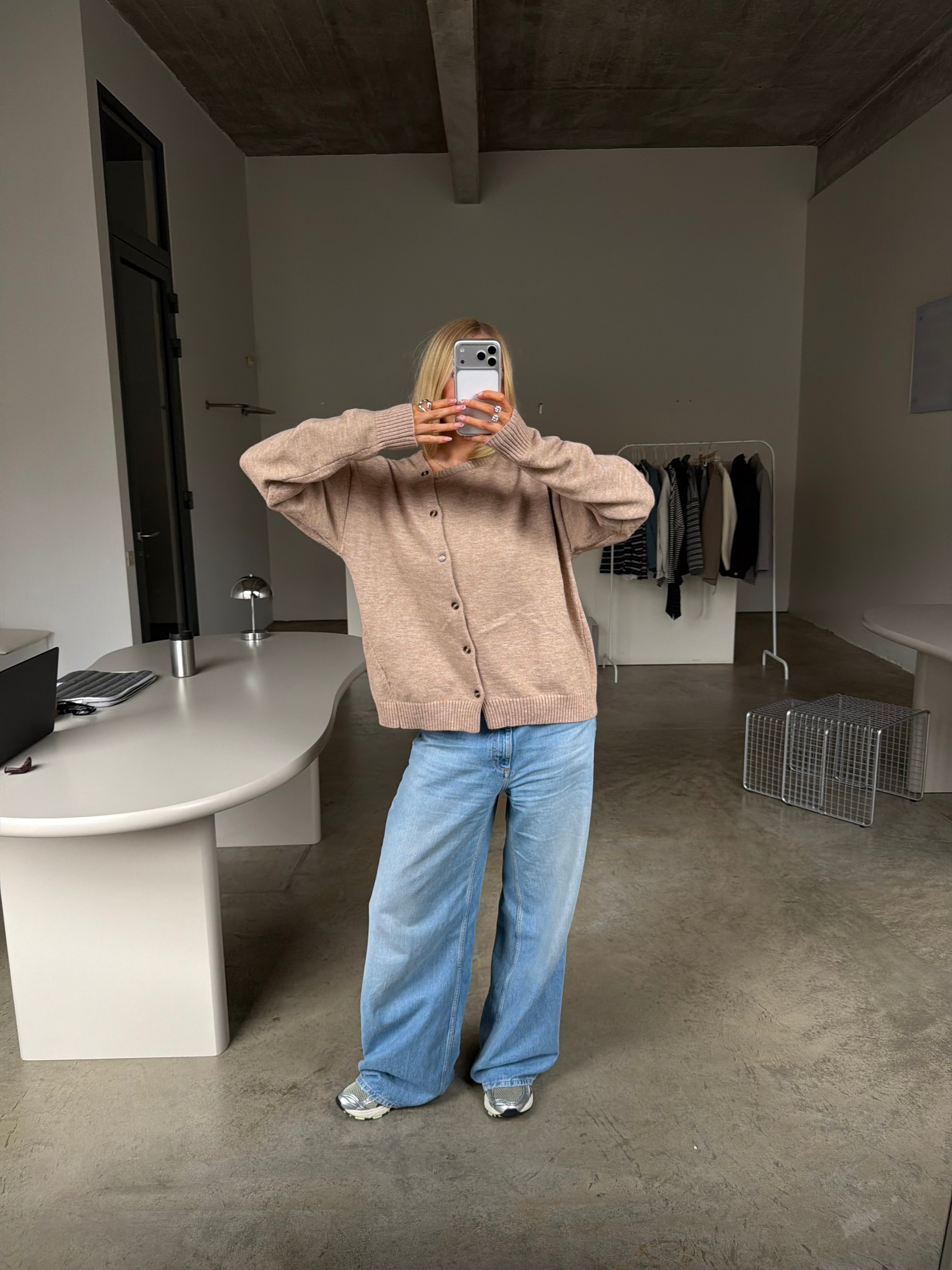 Bea | Assymetric Button Pull Beige