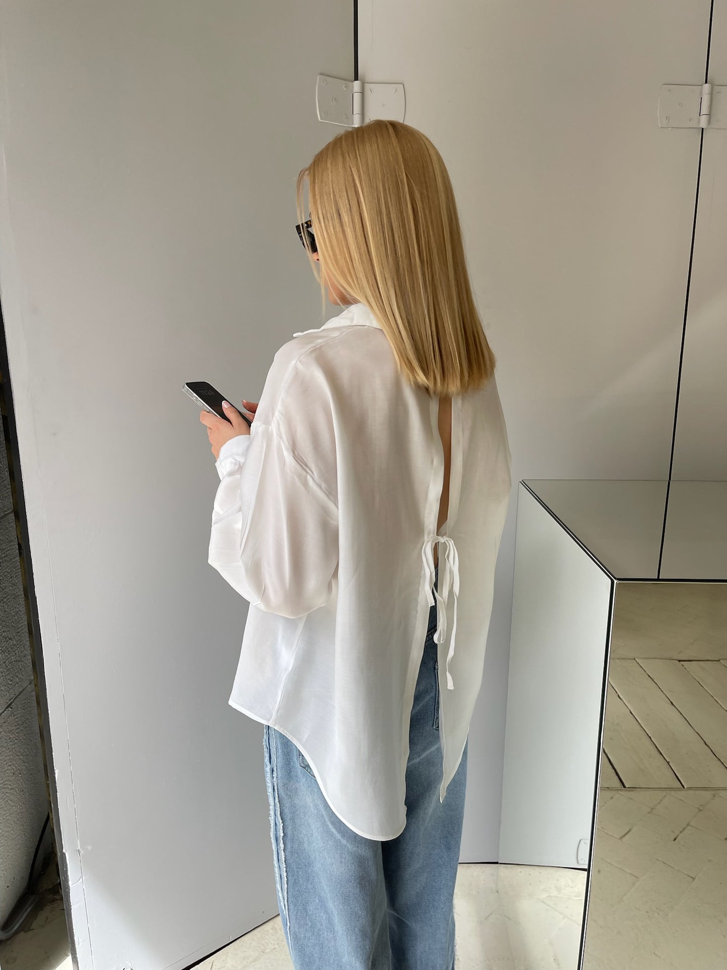 Audrey | Open Back Tied Blouse