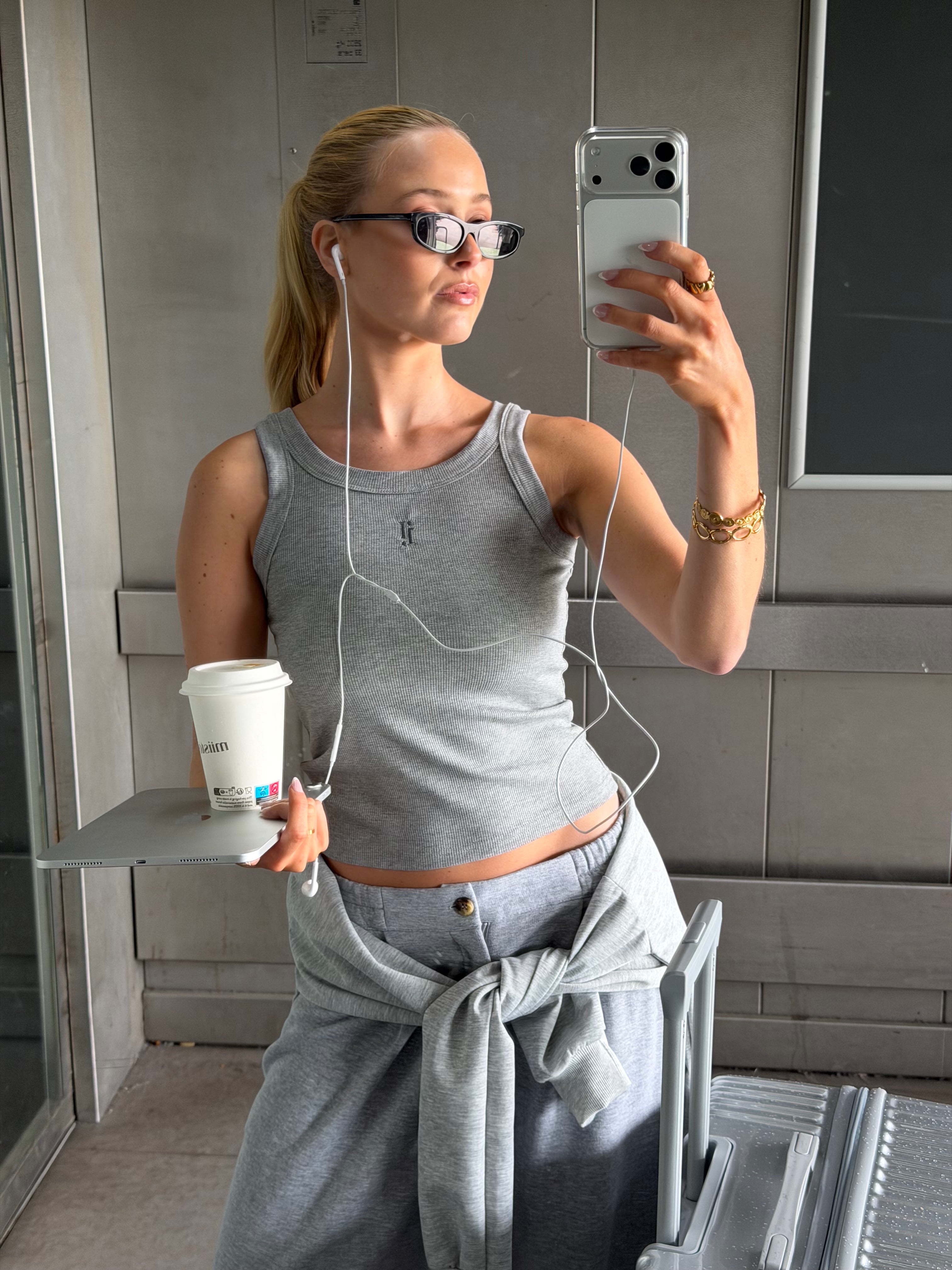Miisto Logo Embroidery Top Grey