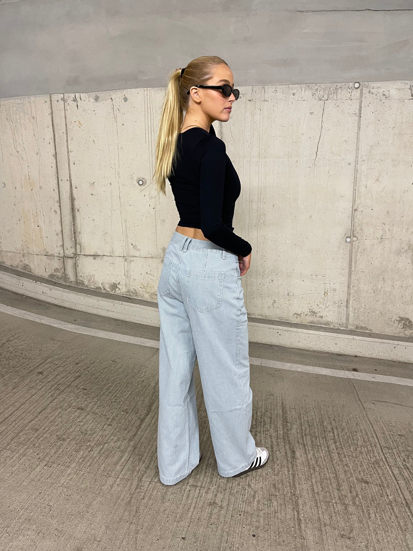 Piper | Light Denim Striped Pants