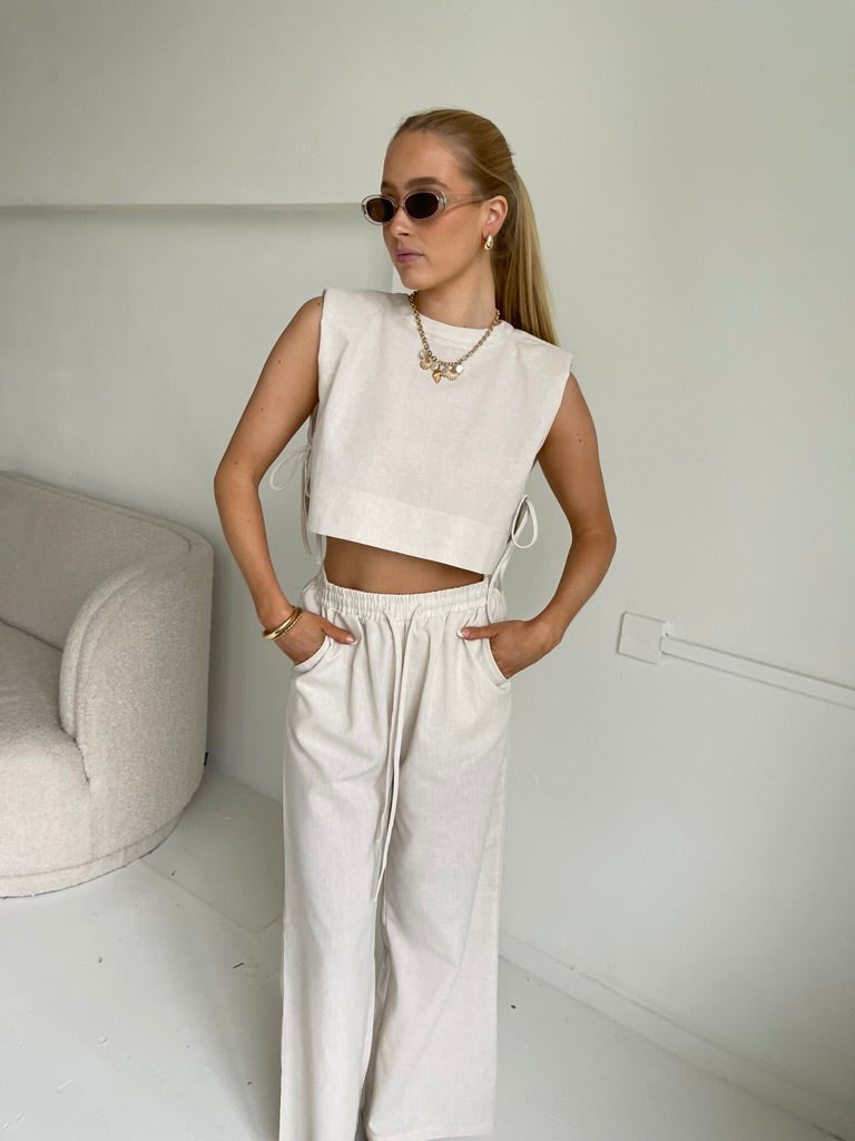 Stella | Linen Elastic Trousers