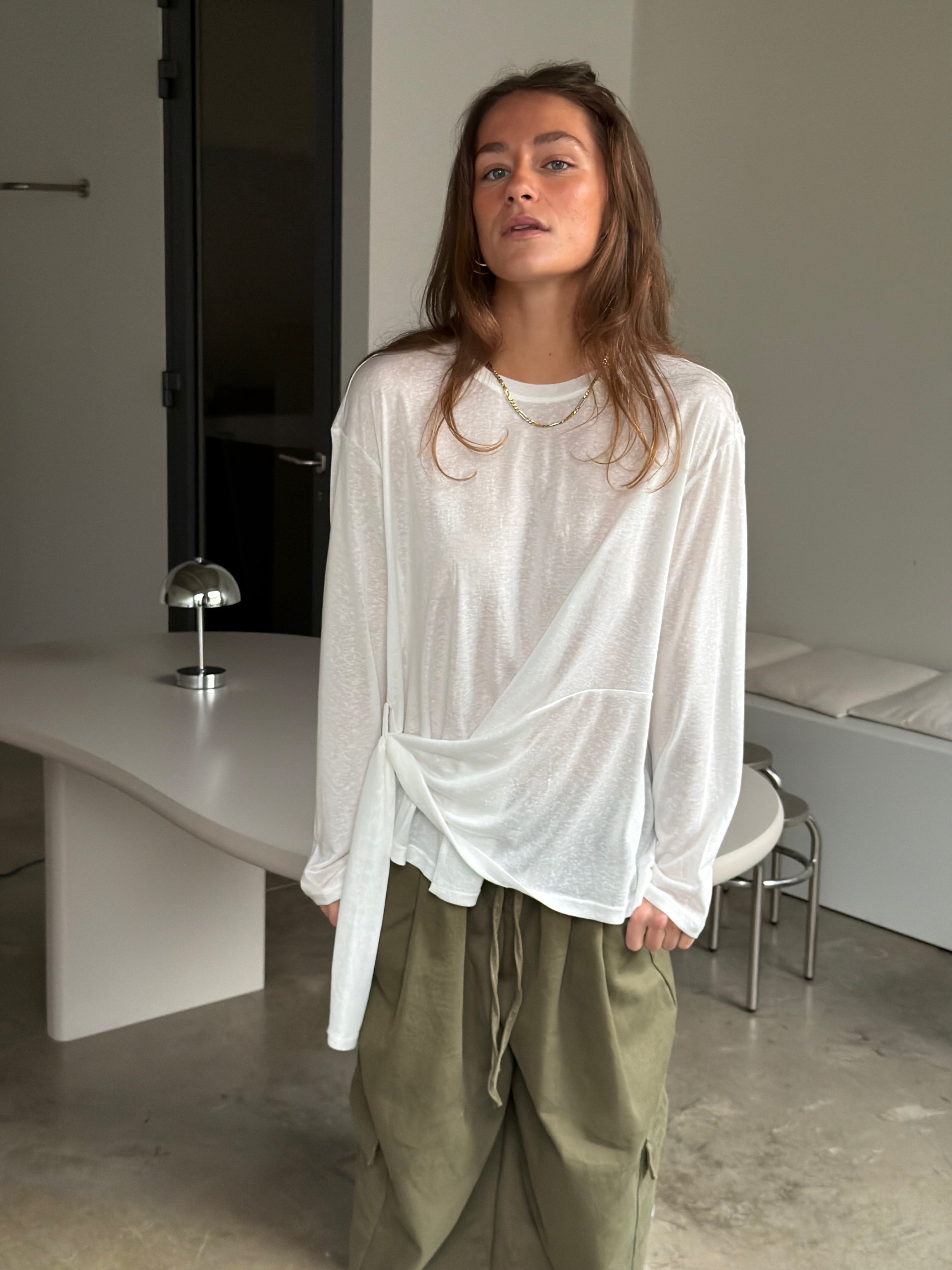 Axel | Side Tied Shirt White