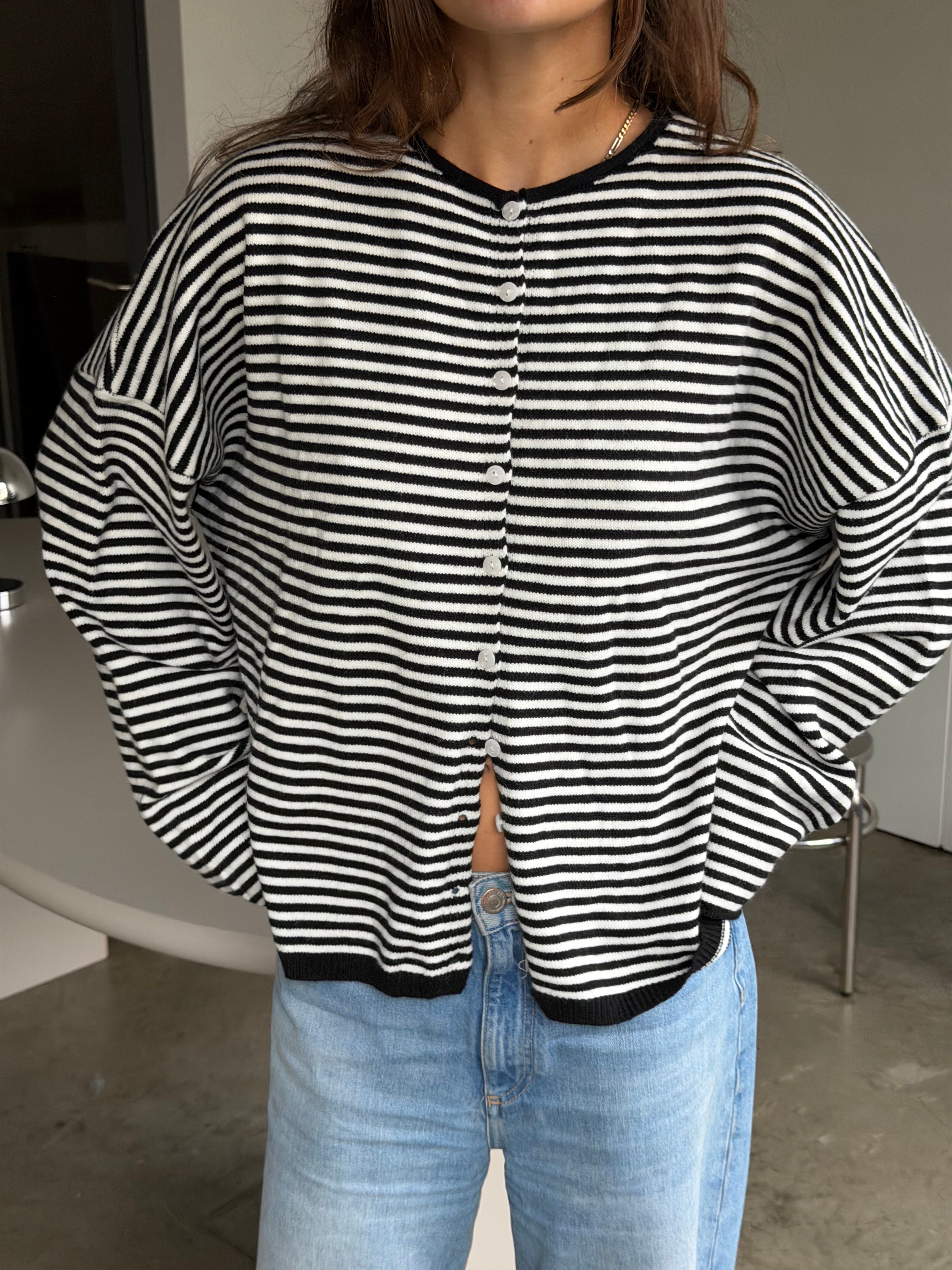 Basil | Striped Knitted Cardigan