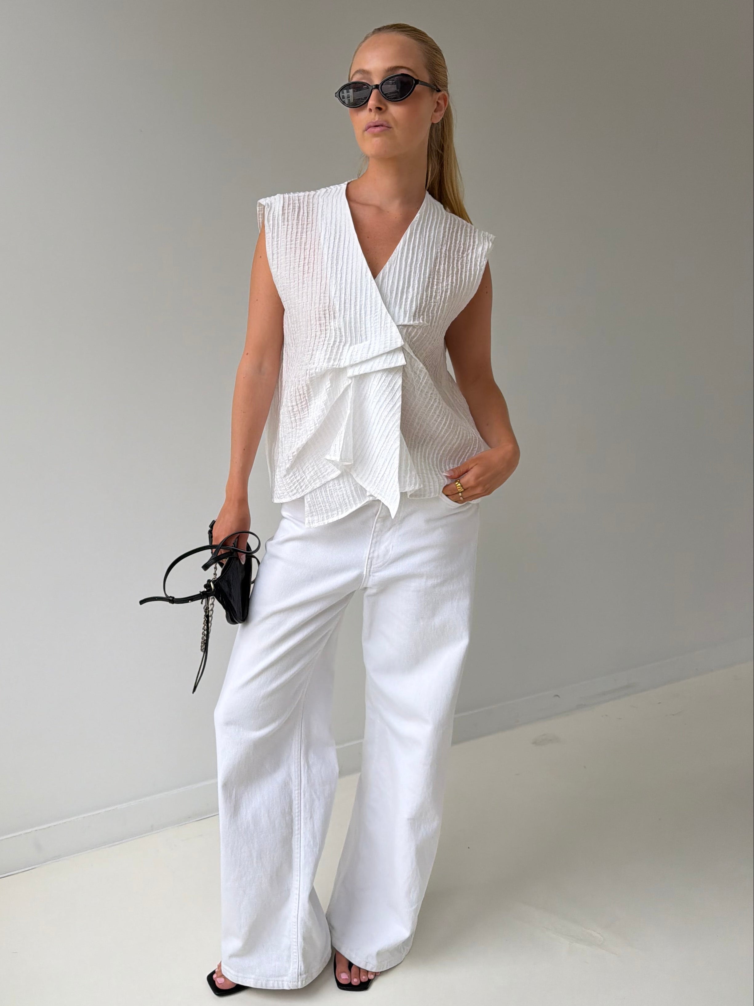 Azra | Textured ruffled Top