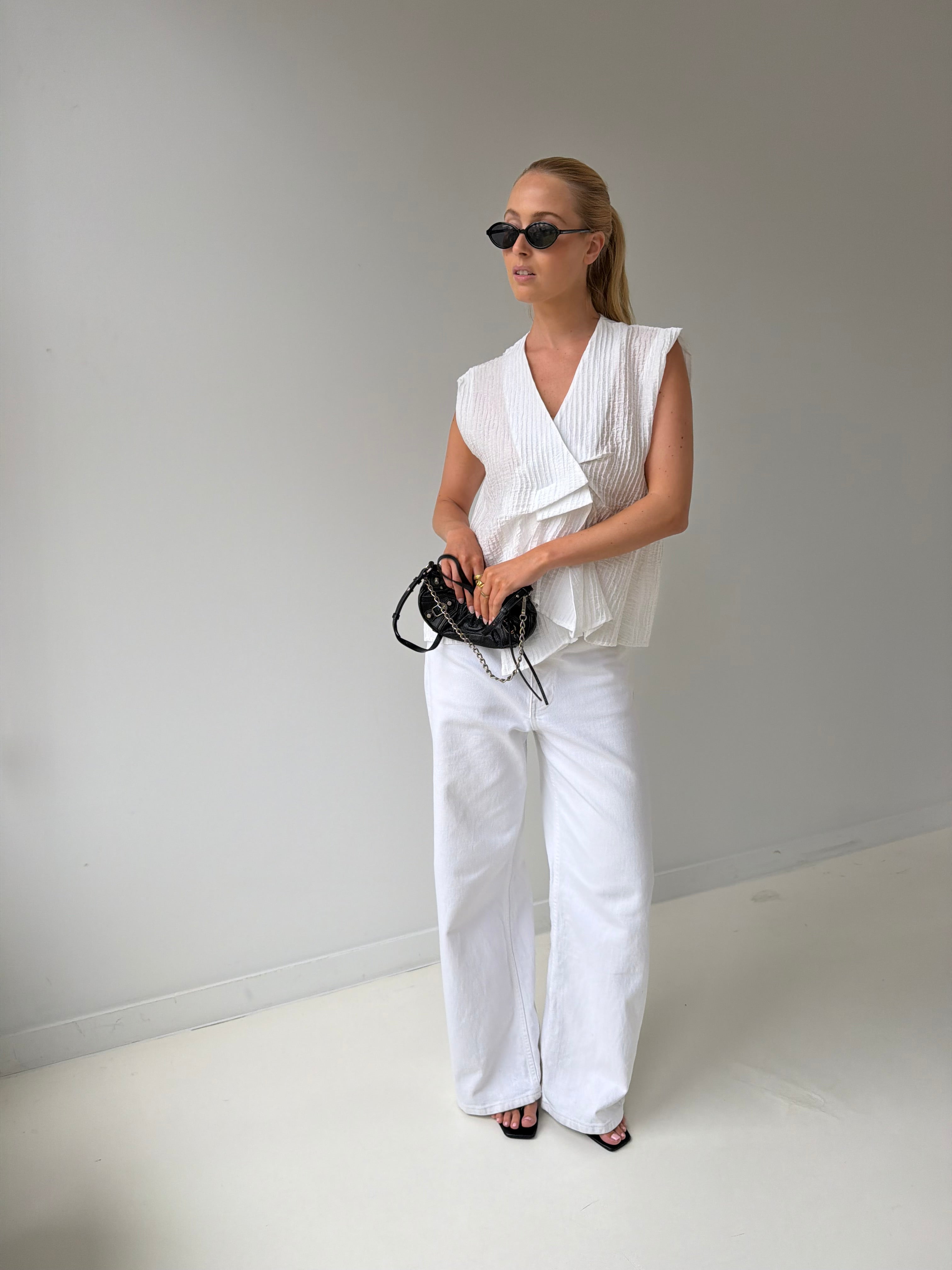 Azra | Textured ruffled Top