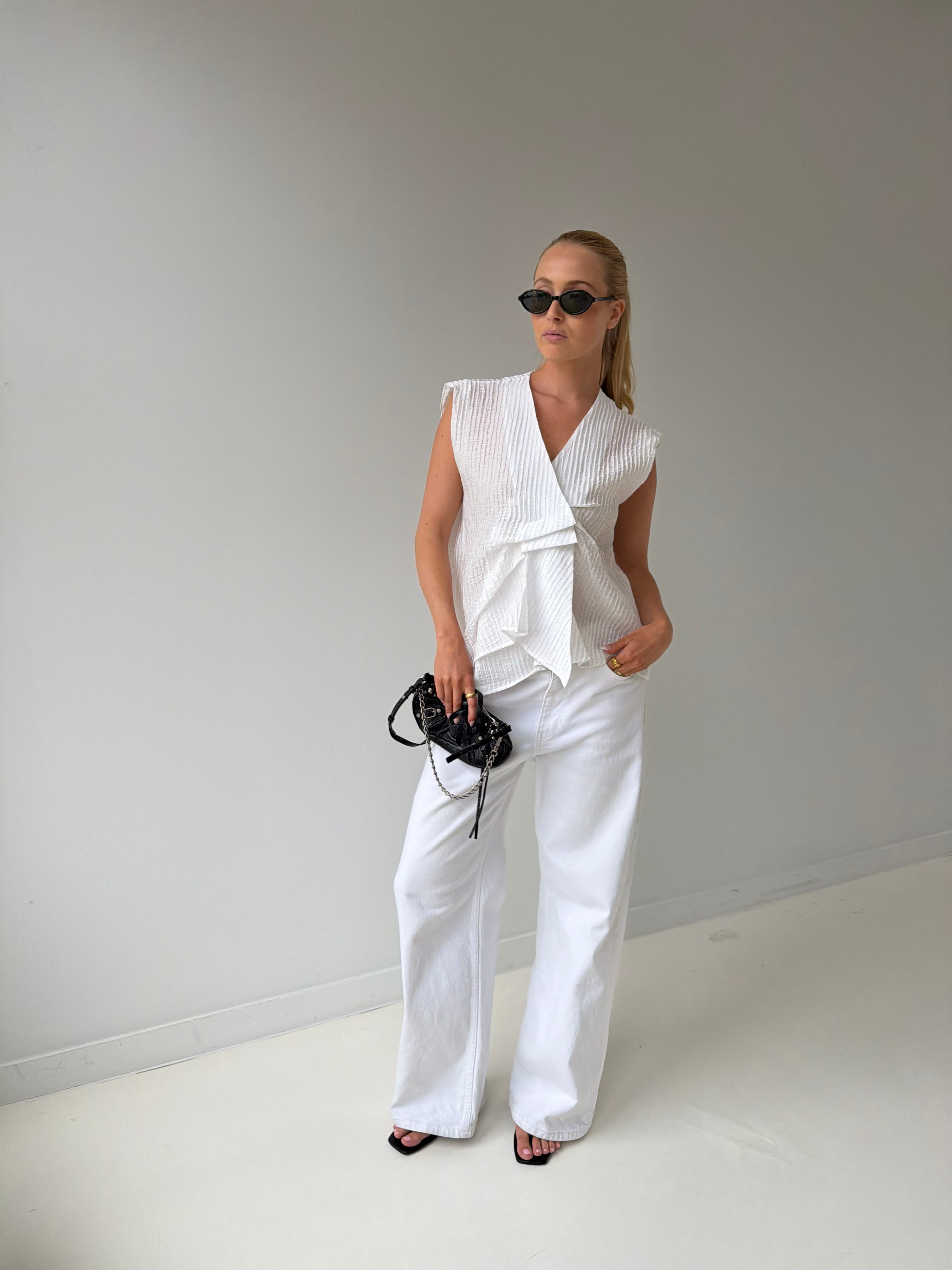 Azra | Textured ruffled Top